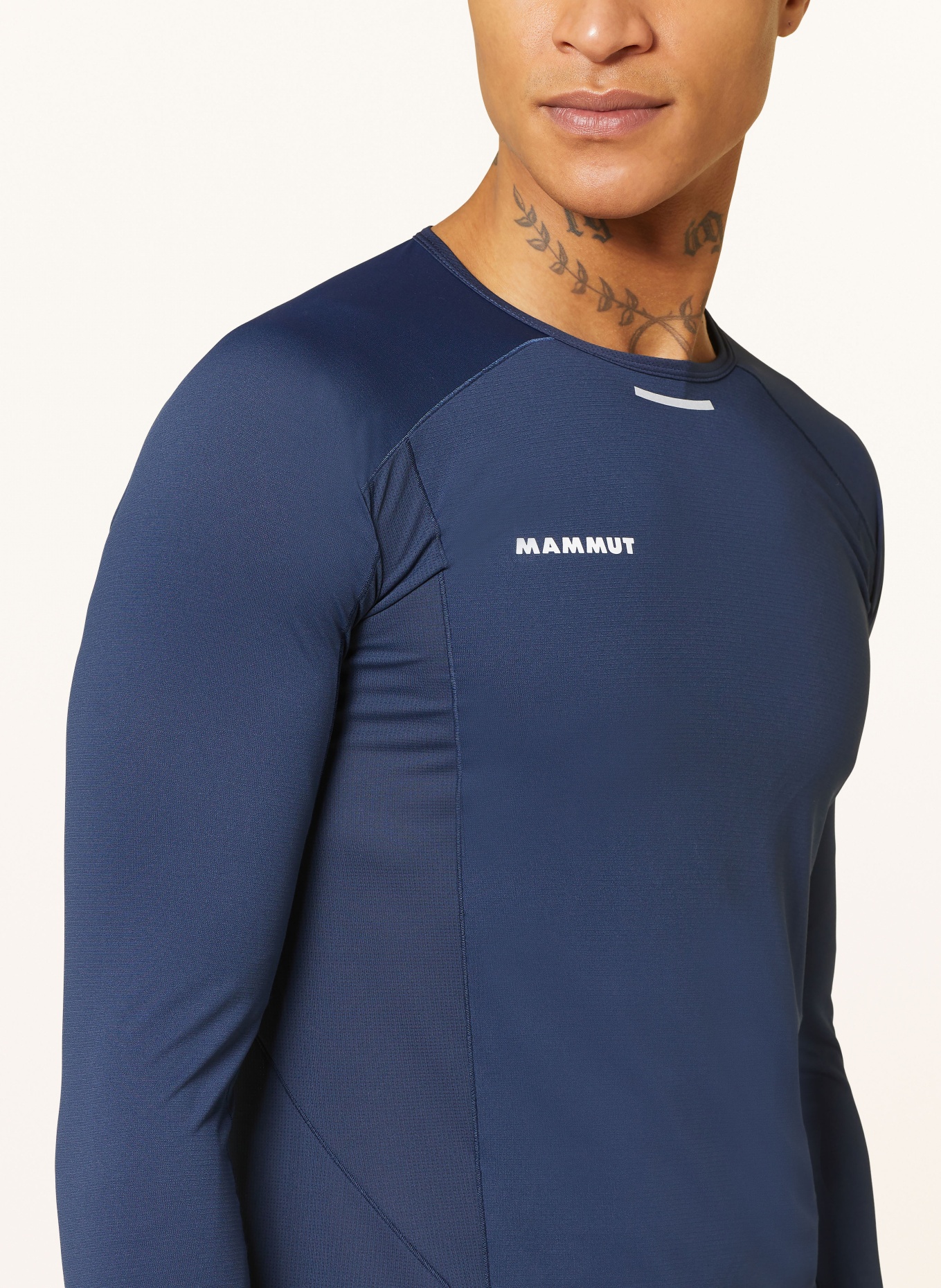 MAMMUT Long sleeve shirt AENERGY, Color: DARK BLUE/ WHITE (Image 4)