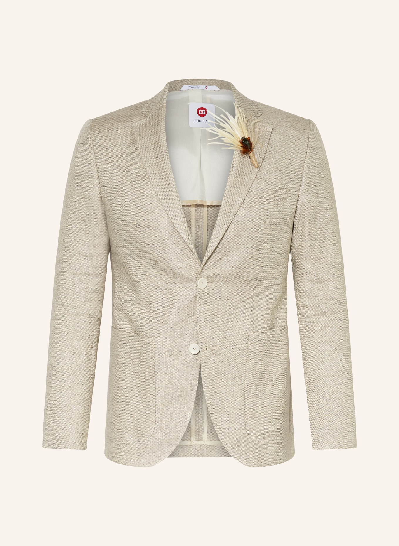 CG - CLUB of GENTS Suit jacket SG PETERSON slim fit with linen, Color: 21 HELLBEIGE (Image 1)