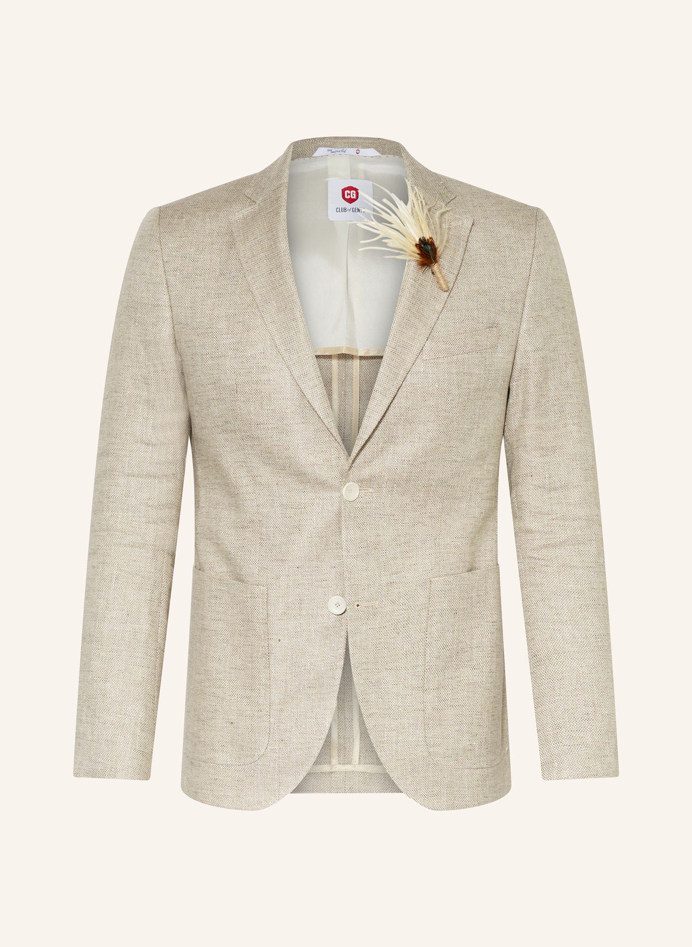 CG - CLUB of GENTS Marynarka garniturowa SG PETERSON slim fit z lnem, Kolor: 21 HELLBEIGE (Obrazek 1)