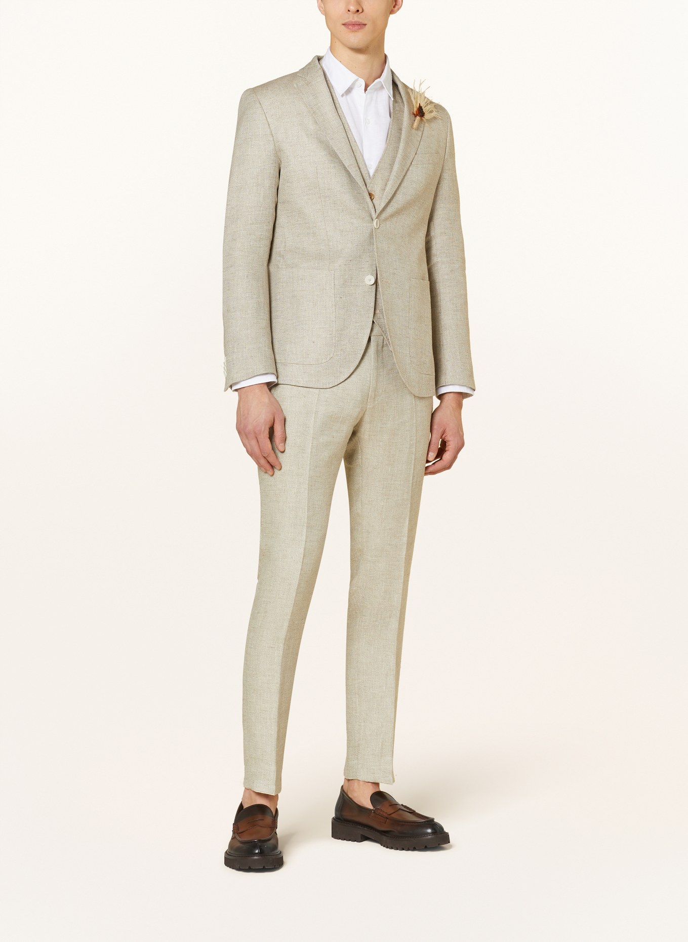 CG - CLUB of GENTS Suit jacket SG PETERSON slim fit with linen, Color: 21 HELLBEIGE (Image 2)