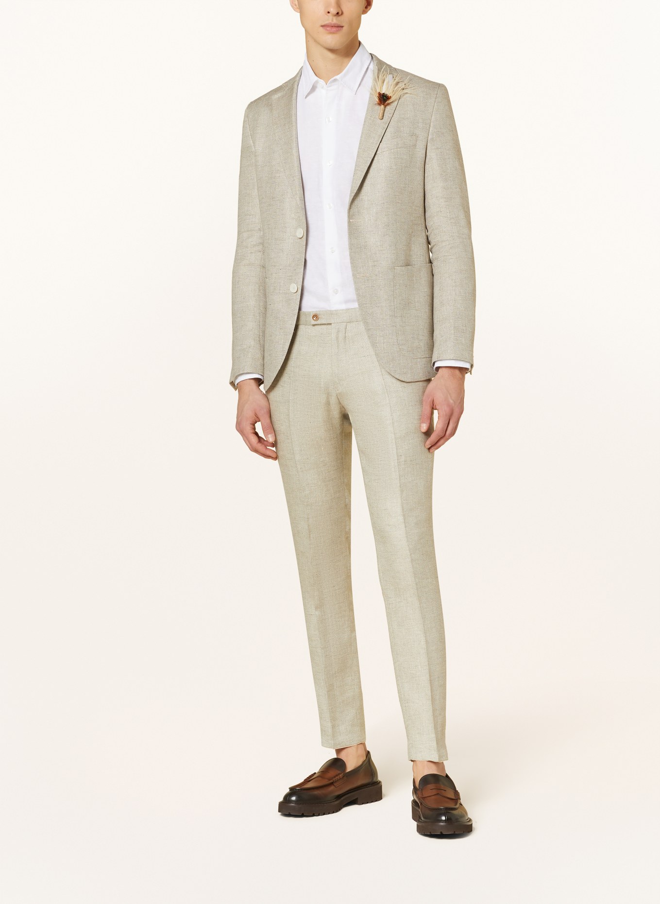 CG - CLUB of GENTS Suit jacket SG PETERSON slim fit with linen, Color: 21 HELLBEIGE (Image 3)