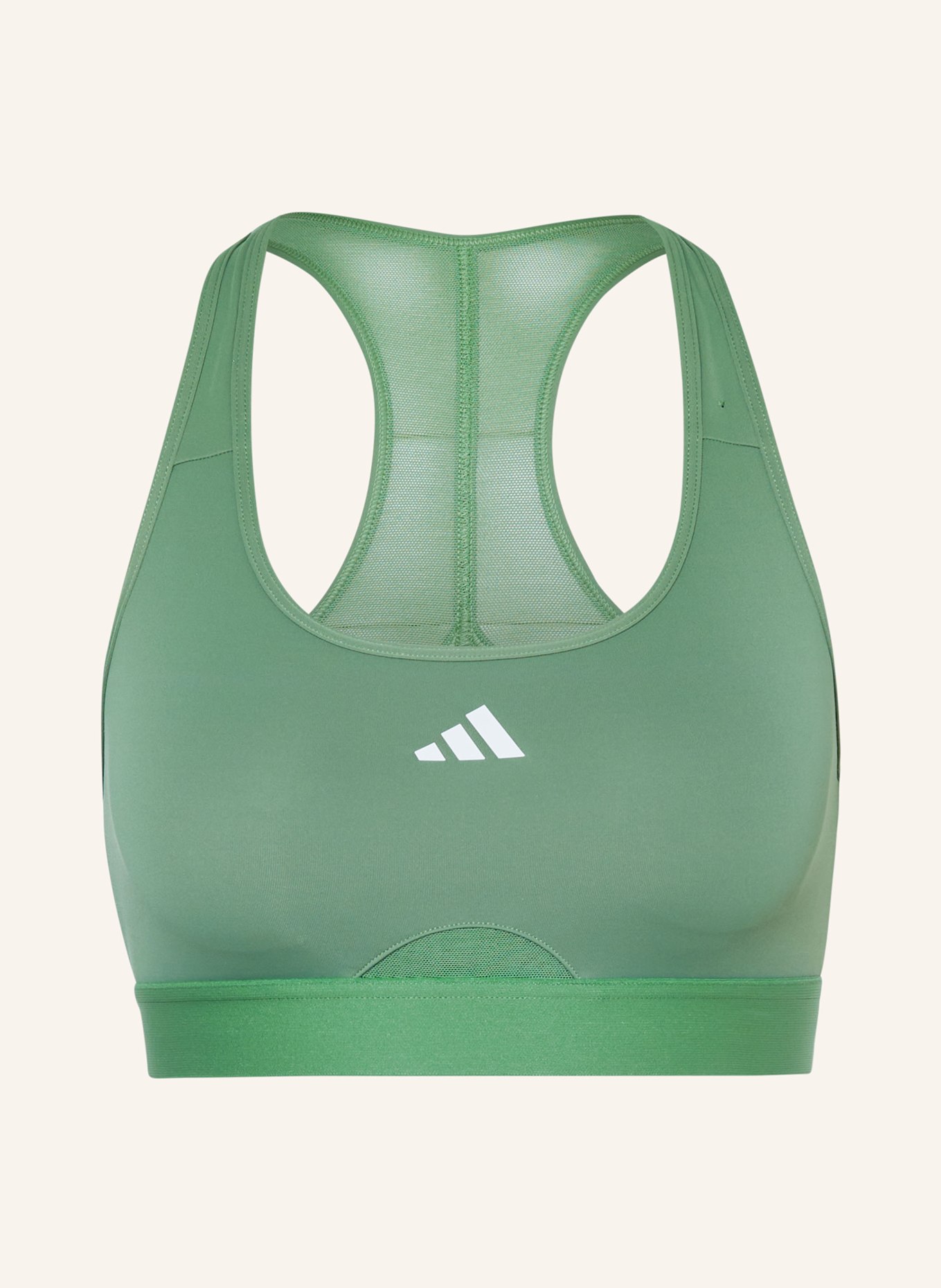 adidas Sports bra POWERREACT with mesh, Color: GREEN (Image 1)