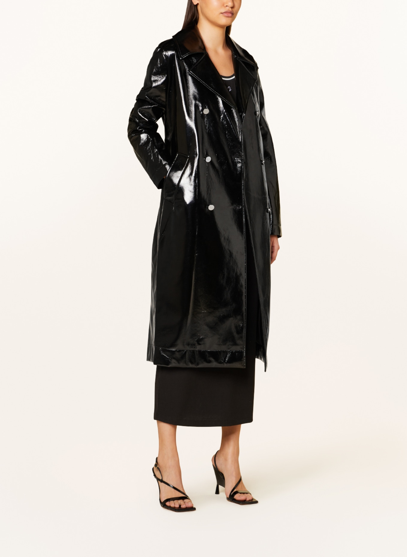 LIU JO Trench coat in leather look, Color: BLACK (Image 2)