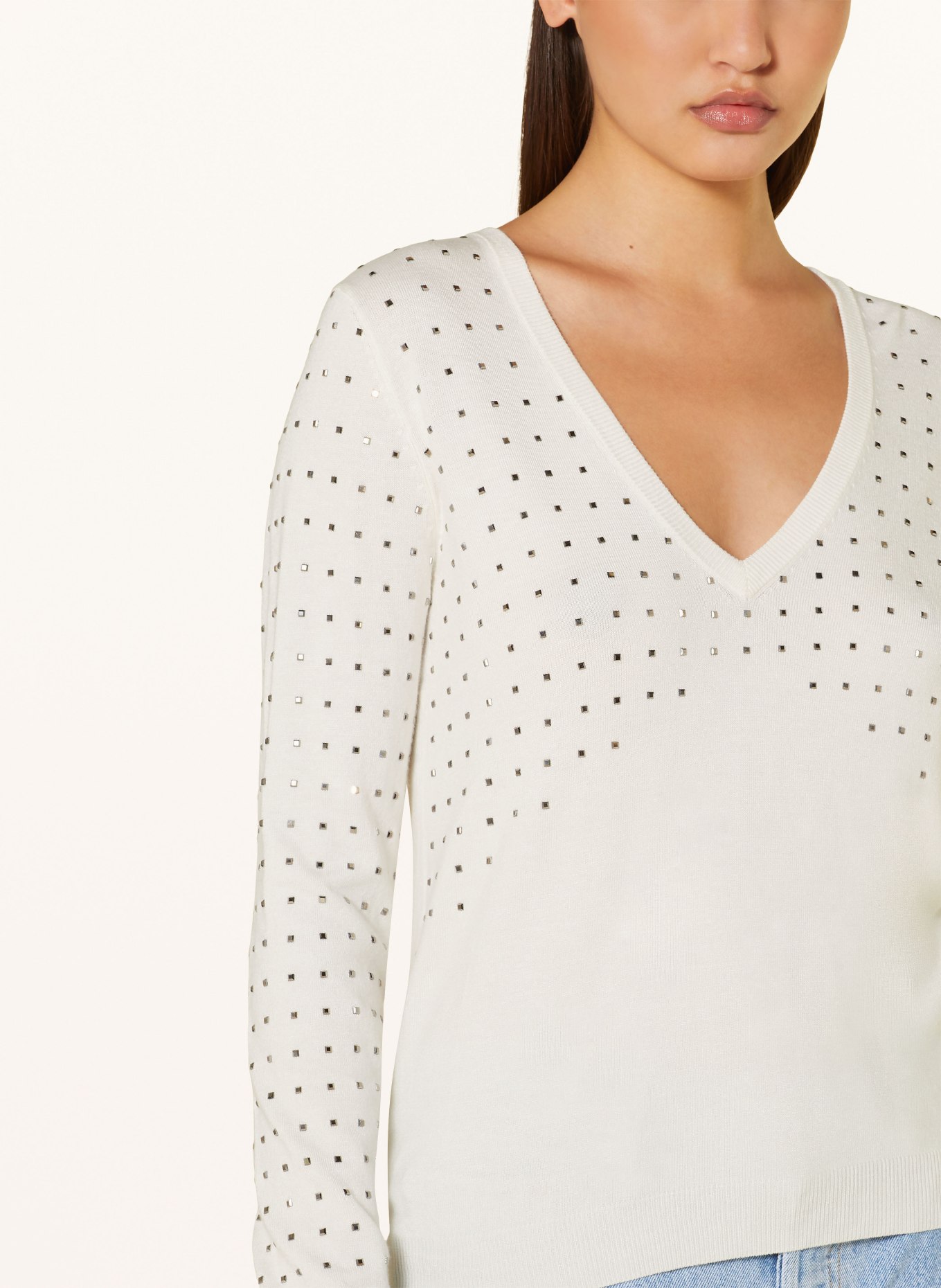 LIU JO Sweater with decorative gems, Color: WHITE (Image 4)