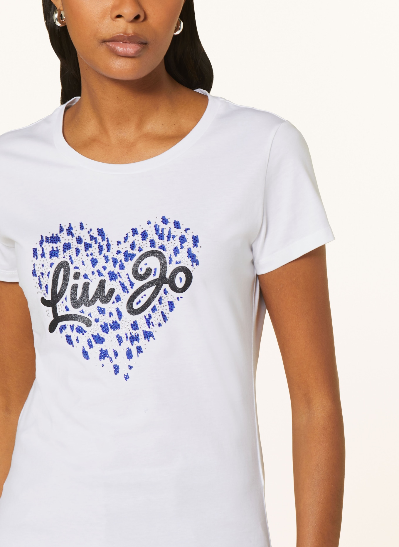 LIU JO T-shirt with decorative gems, Color: WHITE (Image 4)