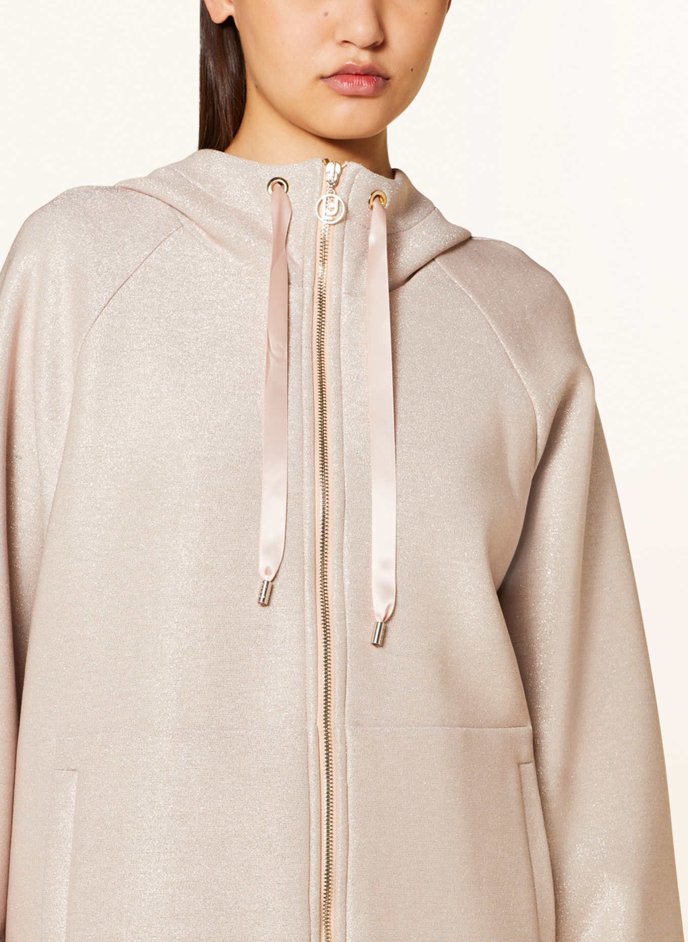LIU JO Oversized sweat jacket with glitter thread, Color: ROSE (Image 5)