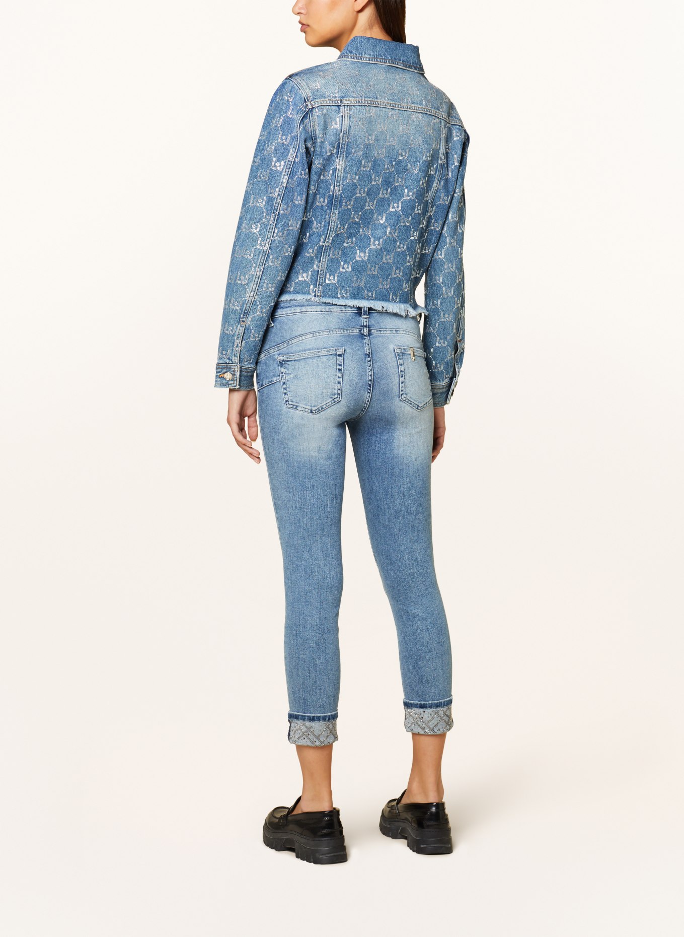 LIU JO Kurtka jeansowa z ozdobnymi kamykami, Kolor: NIEBIESKI (Obrazek 3)