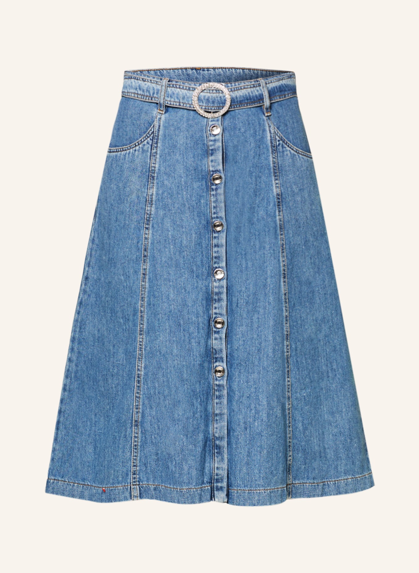LIU JO Denim skirt with decorative gems, Color: 78690 Den.Blue stbl wonder (Image 1)