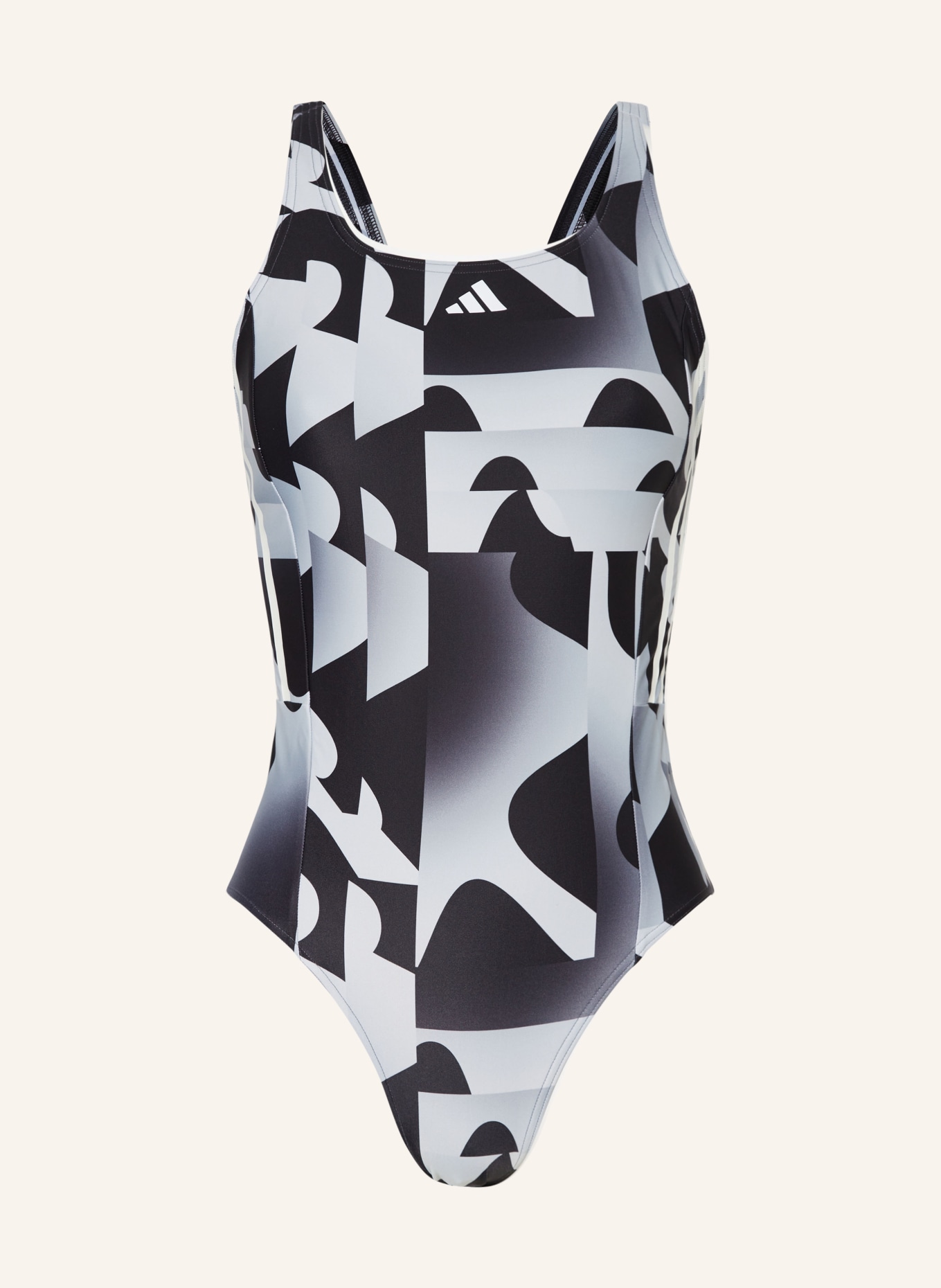 adidas Badeanzug 3-STREIFEN GRAPHIC, Farbe: SCHWARZ/ HELLGRAU (Bild 1)