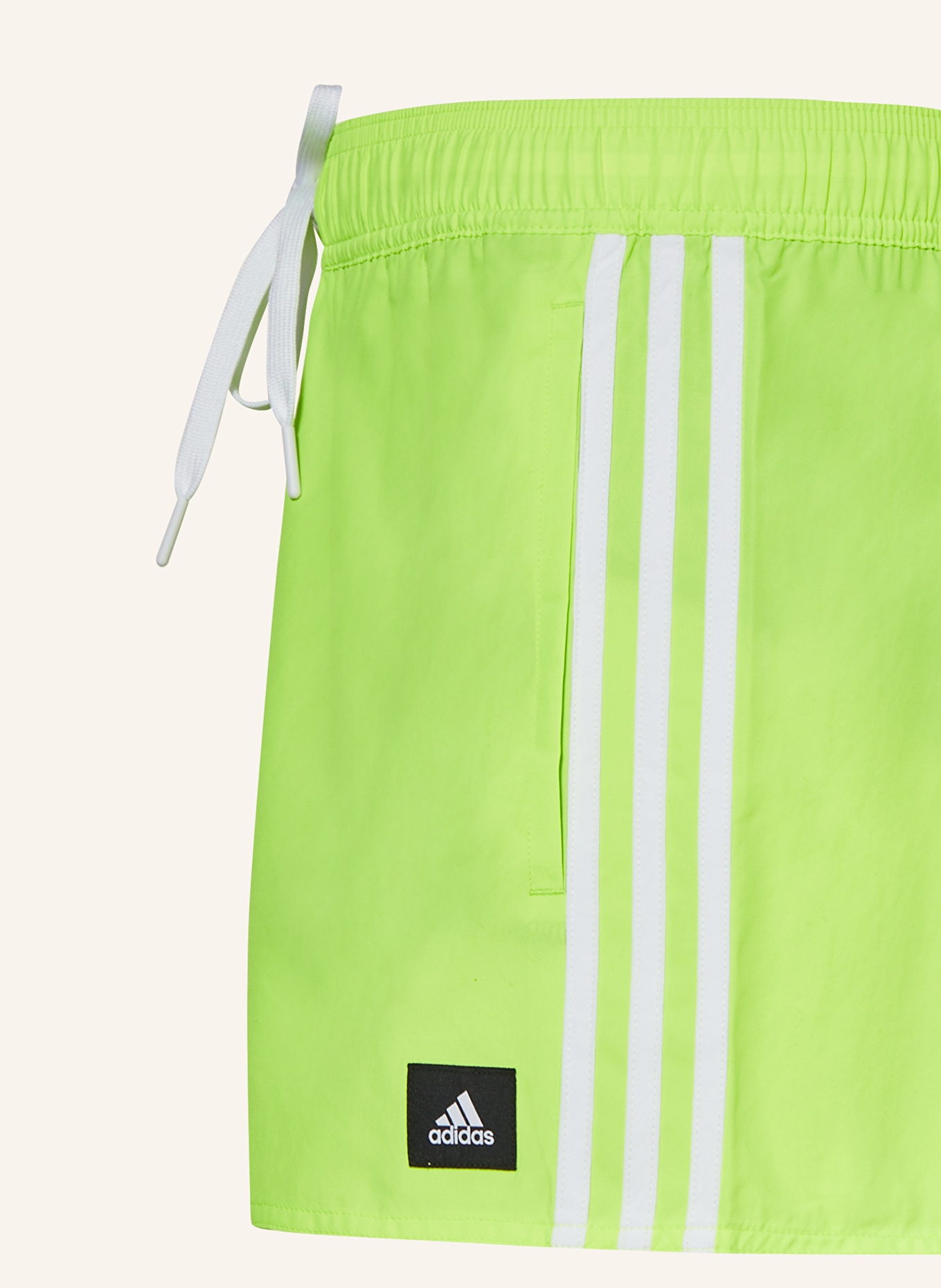 adidas Badeshorts 3-STREIFEN CLX, Farbe: NEONGRÜN/ WEISS (Bild 3)