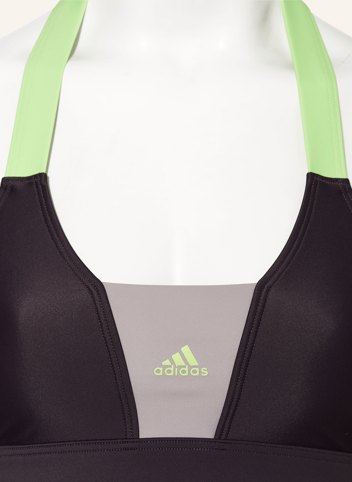 adidas Neckholder-Bikini SPORTSWEAR COLORBLOCK, Farbe: DUNKELLILA/ HELLGRÜN (Bild 4)