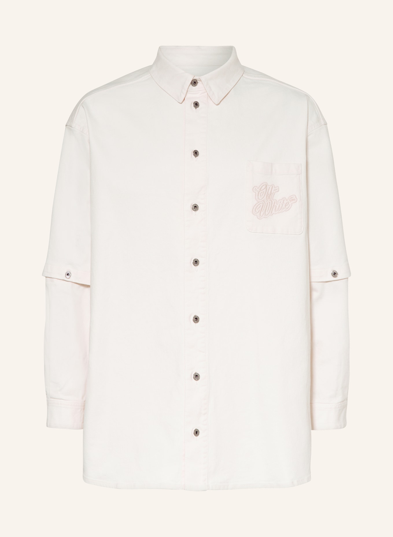Off-White Overshirt z odpinanymi rękawami, Kolor: BIAŁY (Obrazek 1)