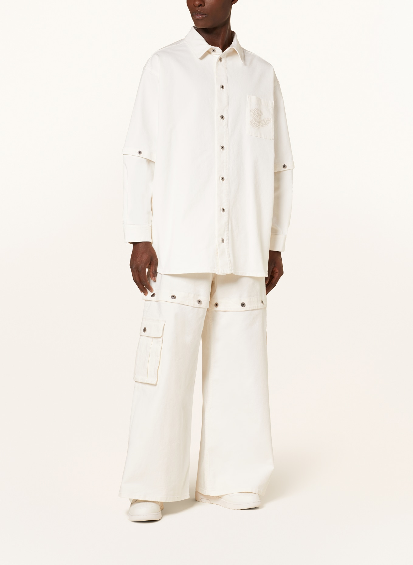 Off-White Overshirt z odpinanymi rękawami, Kolor: BIAŁY (Obrazek 2)