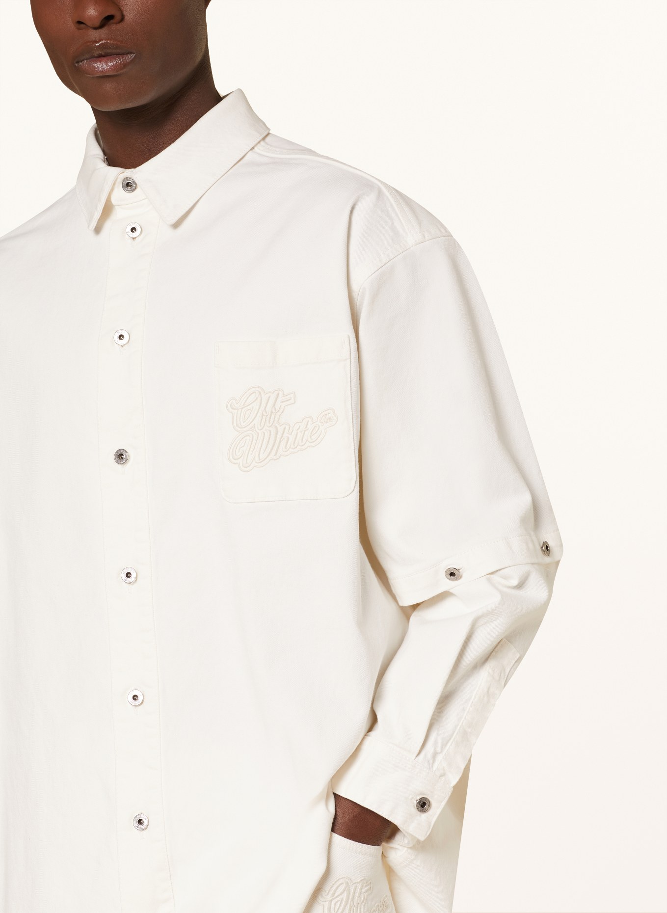 Off-White Overshirt z odpinanymi rękawami, Kolor: BIAŁY (Obrazek 5)