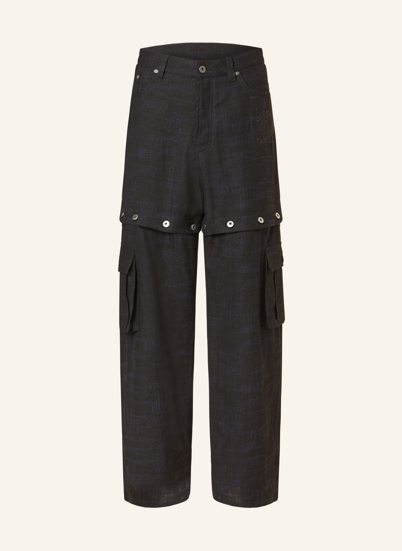 Off-White Cargo pants regular fit in linen, Color: BLACK/ DARK BLUE (Image 1)