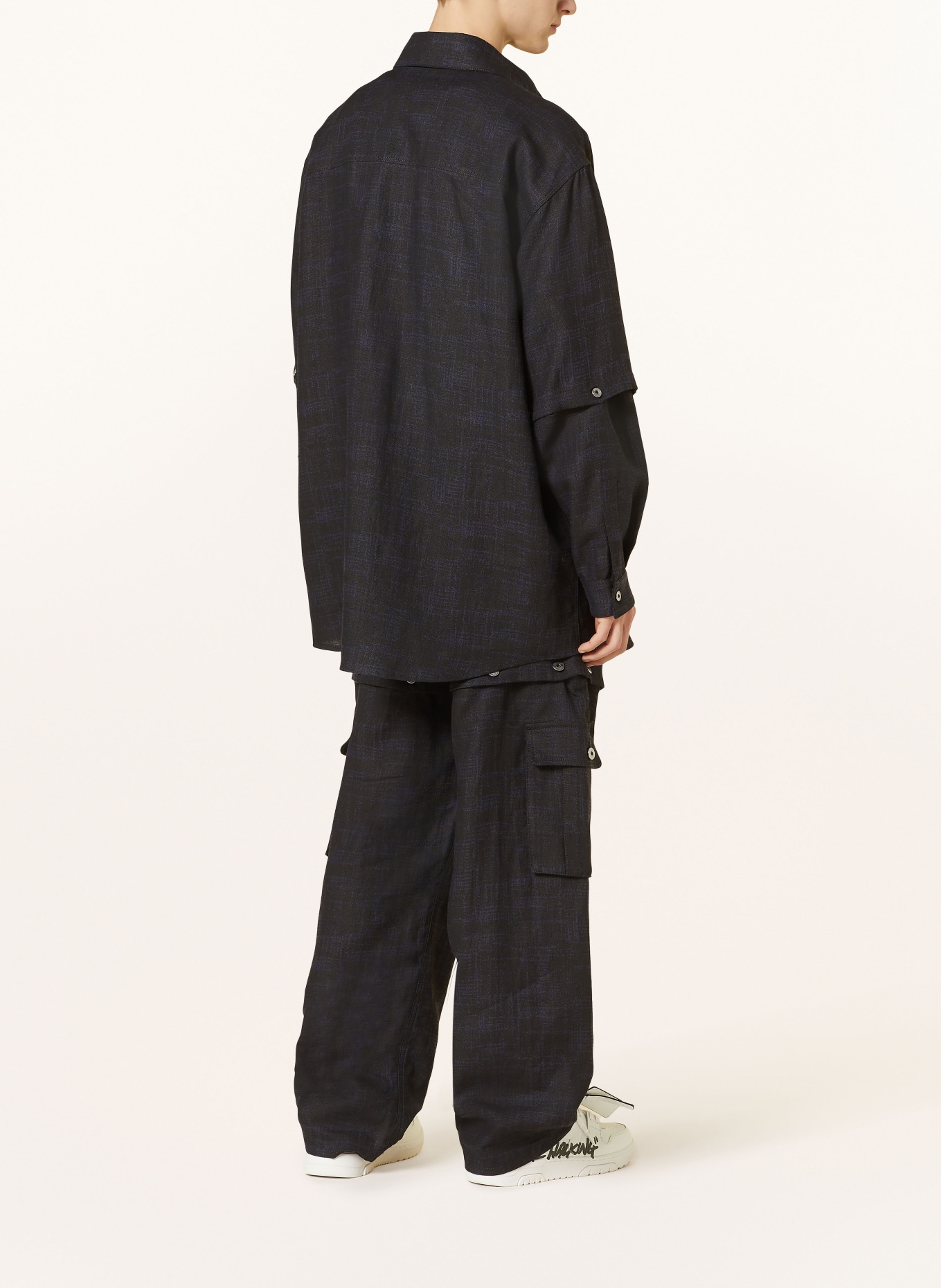 Off-White Cargo pants regular fit in linen, Color: BLACK/ DARK BLUE (Image 3)