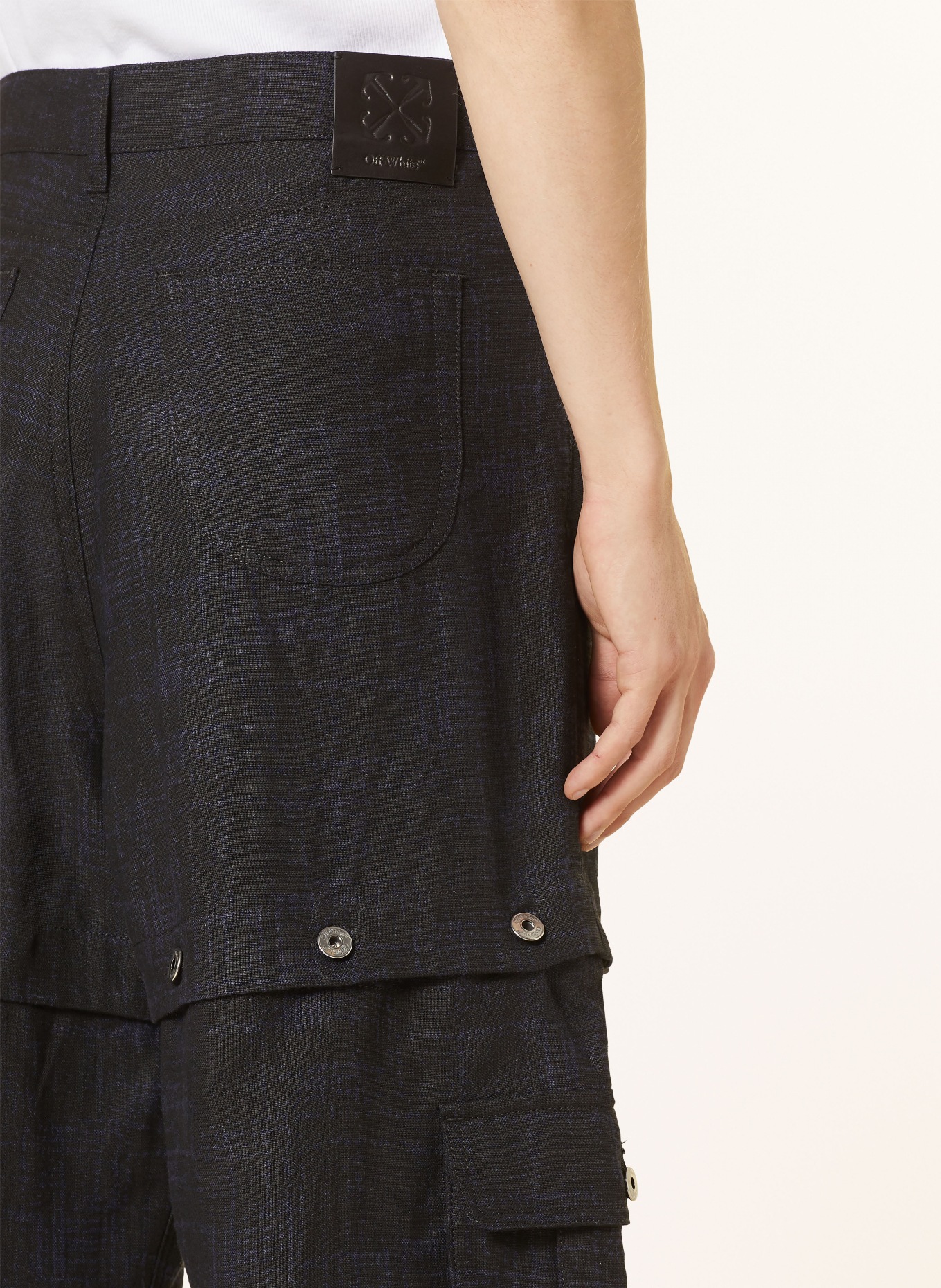 Off-White Cargo pants regular fit in linen, Color: BLACK/ DARK BLUE (Image 7)