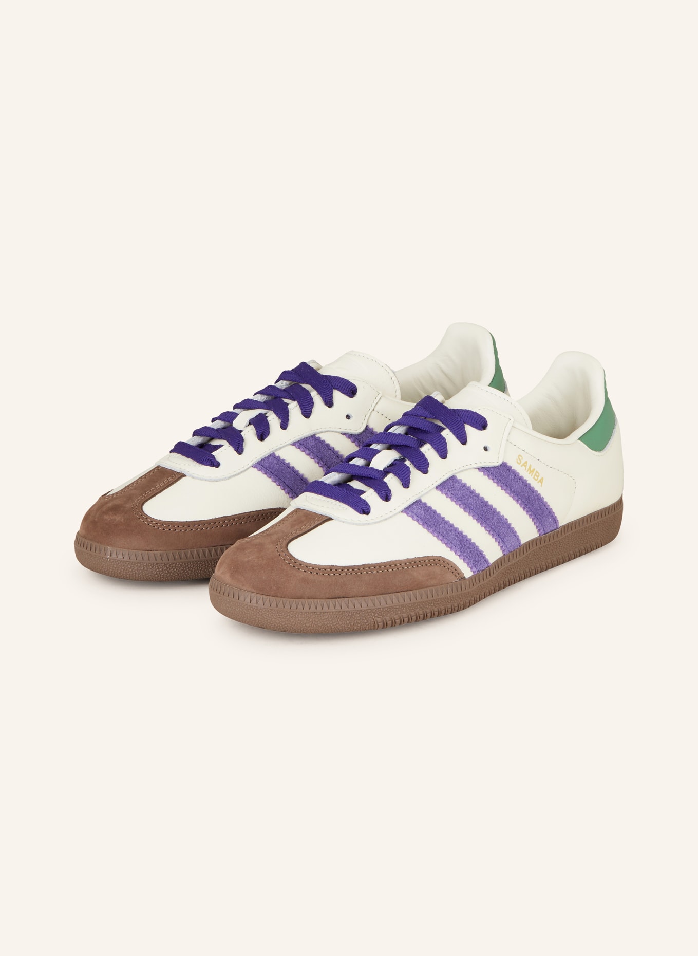 adidas Originals Sneakers SAMBA, Color: ECRU/ PURPLE/ GREEN (Image 1)