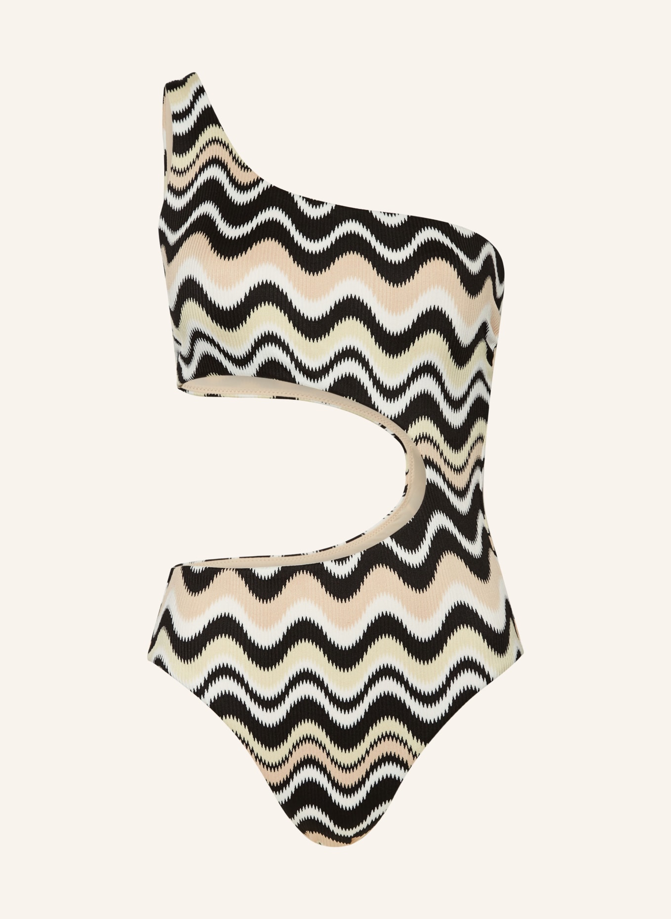 SEAFOLLY One-shoulder swimsuit NEUE WAVE, Color: BLACK/ BEIGE/ ECRU (Image 1)