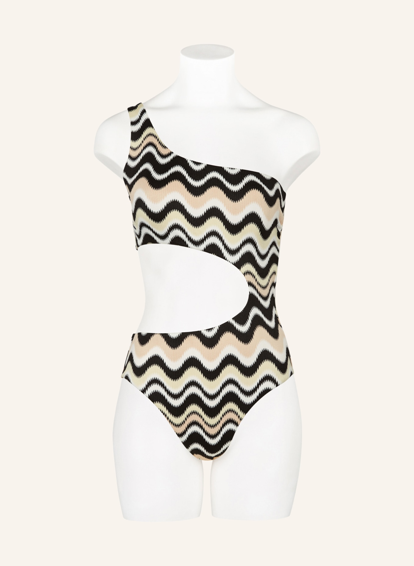 SEAFOLLY One-shoulder swimsuit NEUE WAVE, Color: BLACK/ BEIGE/ ECRU (Image 2)