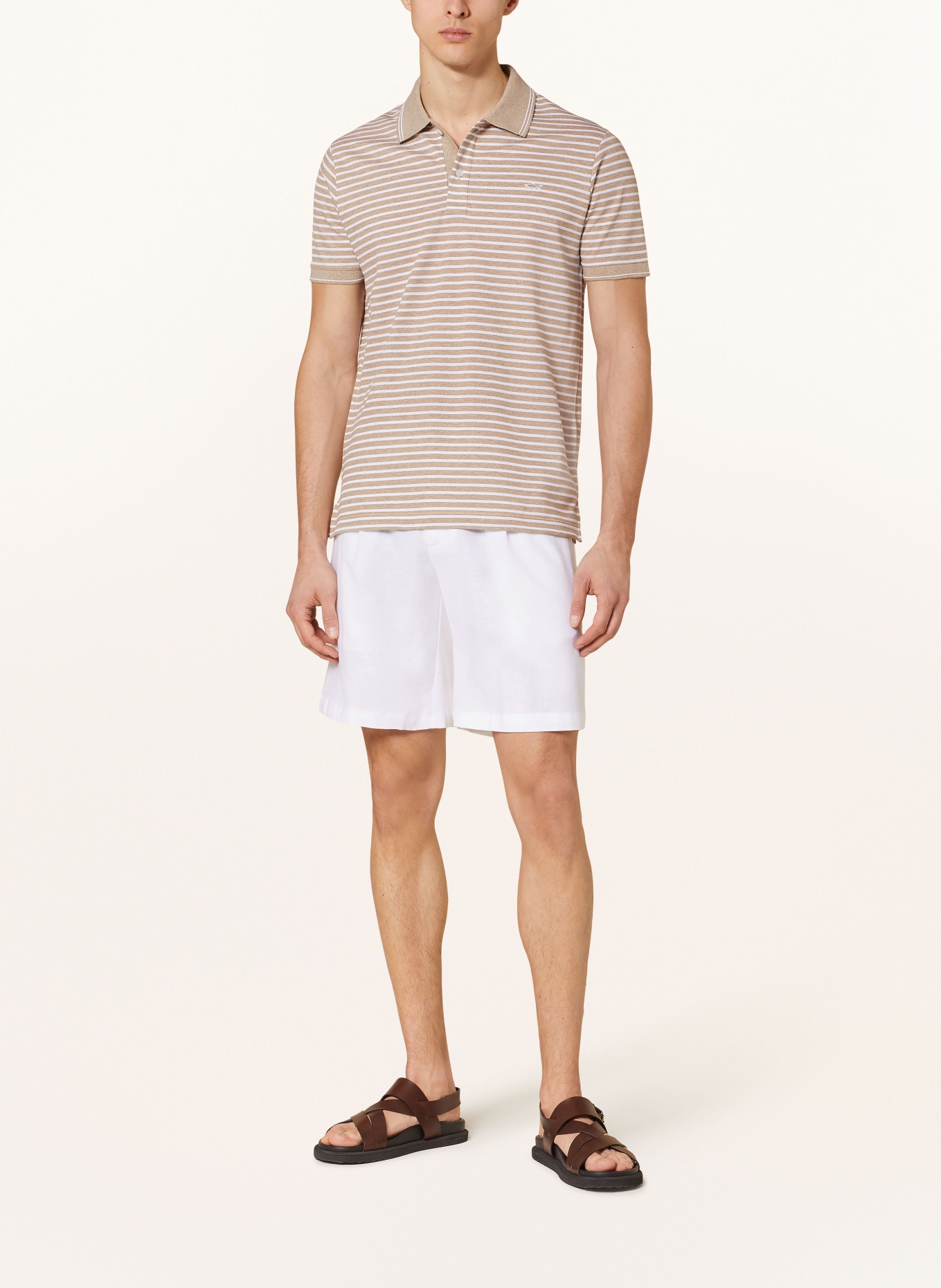 PAUL & SHARK Piqué polo shirt regular fit, Color: WHITE/ BEIGE (Image 2)