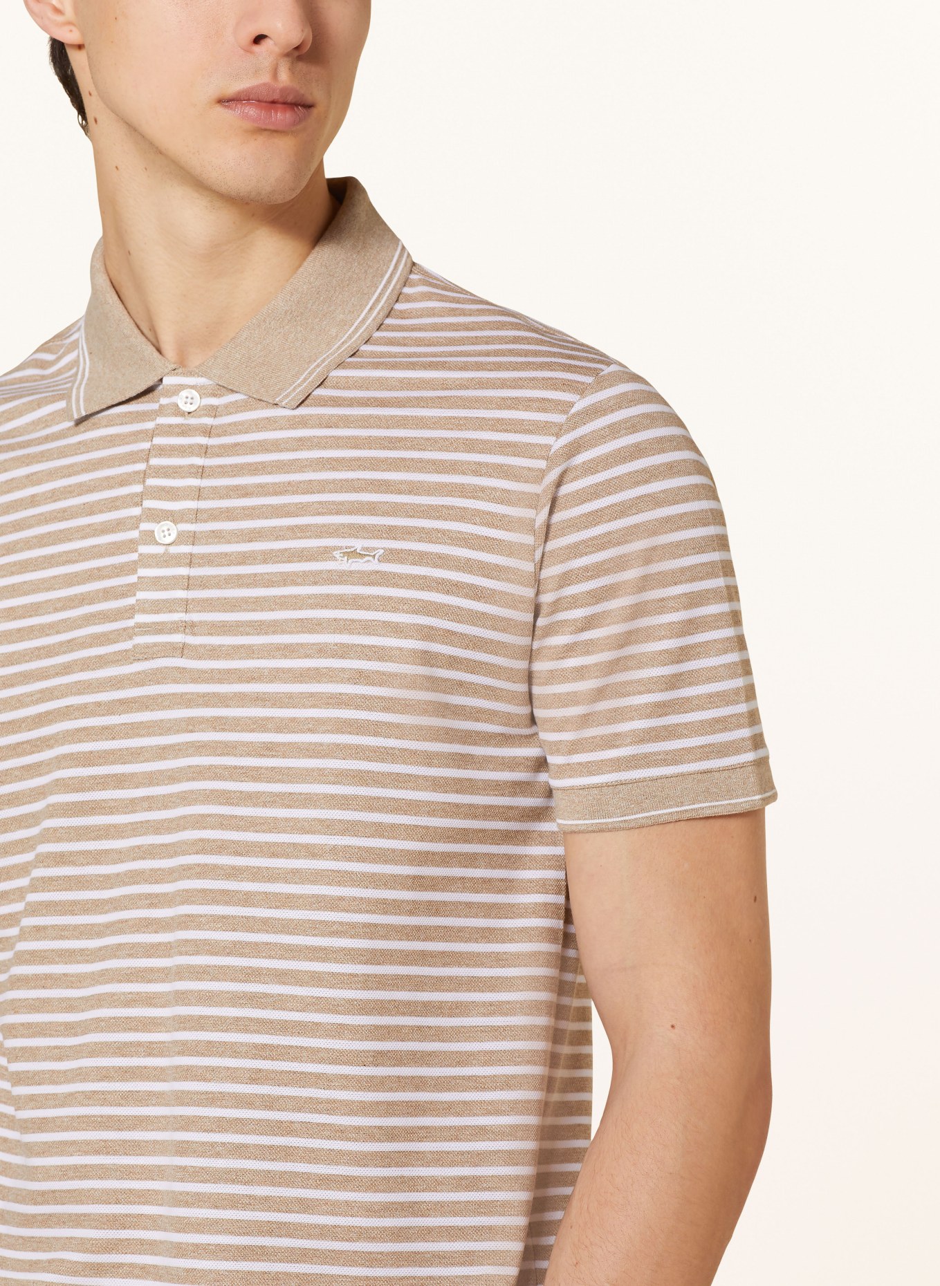 PAUL & SHARK Piqué polo shirt regular fit, Color: WHITE/ BEIGE (Image 4)