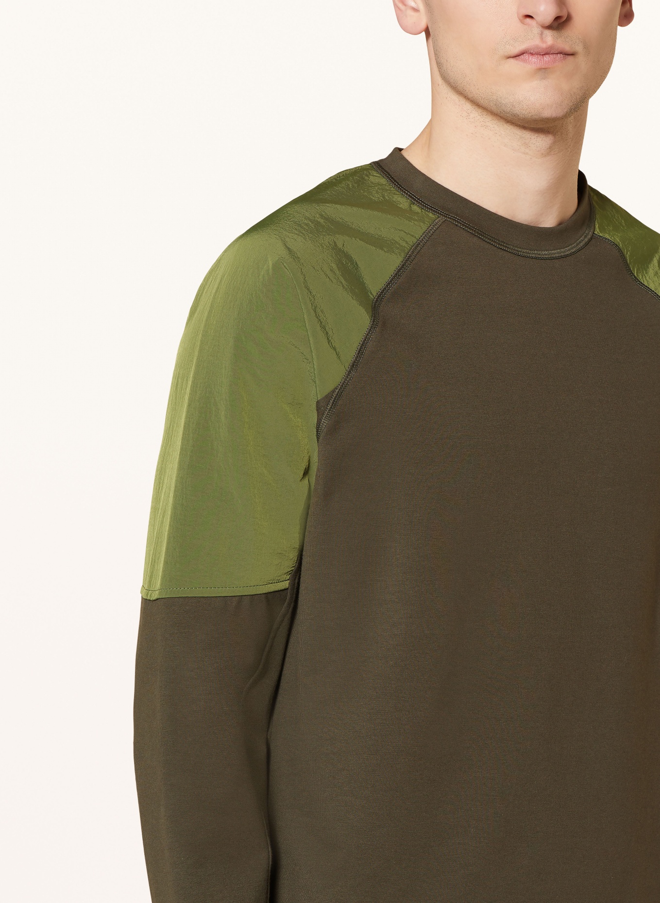 PAUL & SHARK Sweatshirt im Materialmix, Farbe: OLIV/ KHAKI (Bild 4)