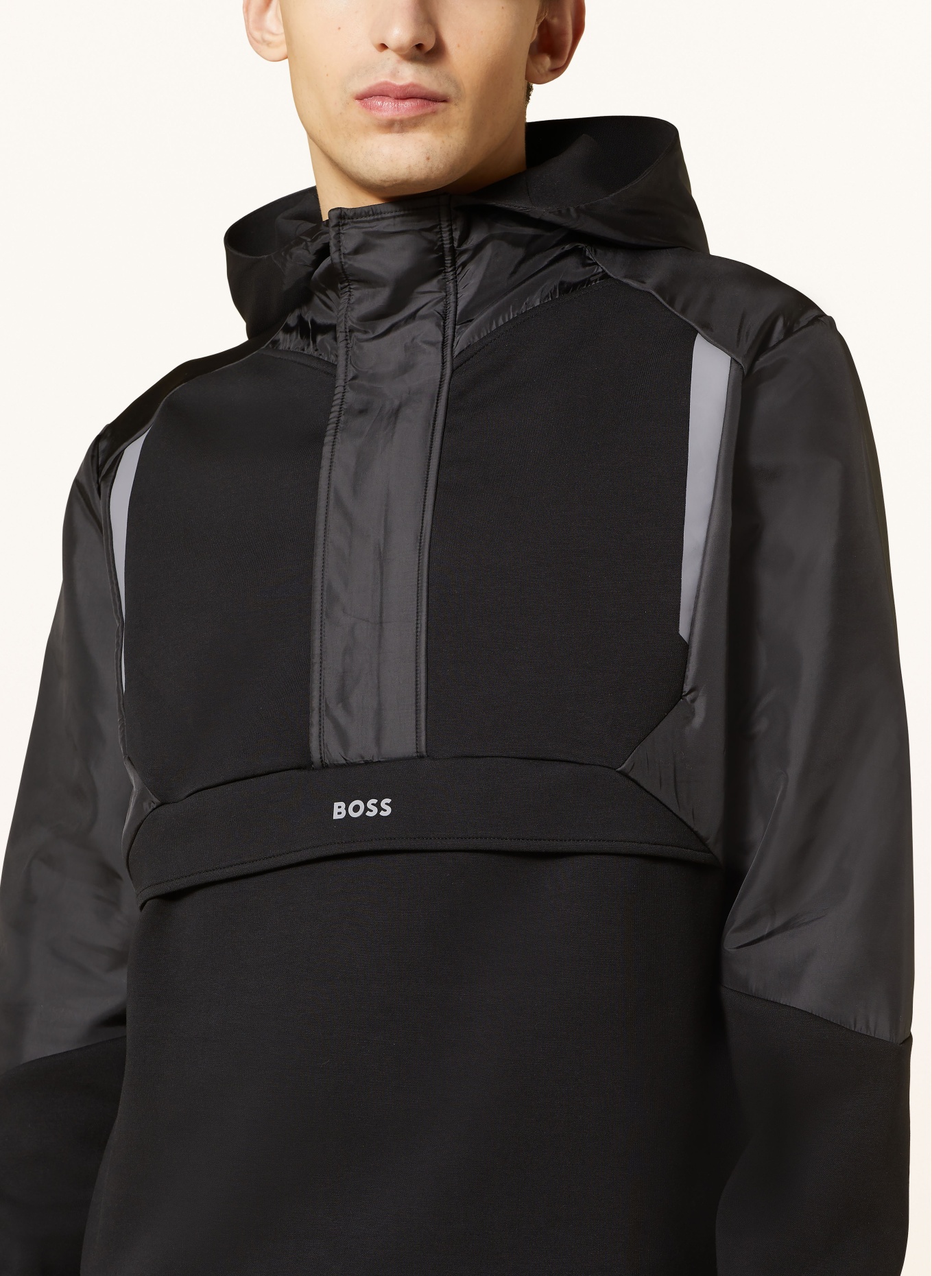 BOSS Anorak jacket SANNON in mixed materials, Color: BLACK (Image 4)