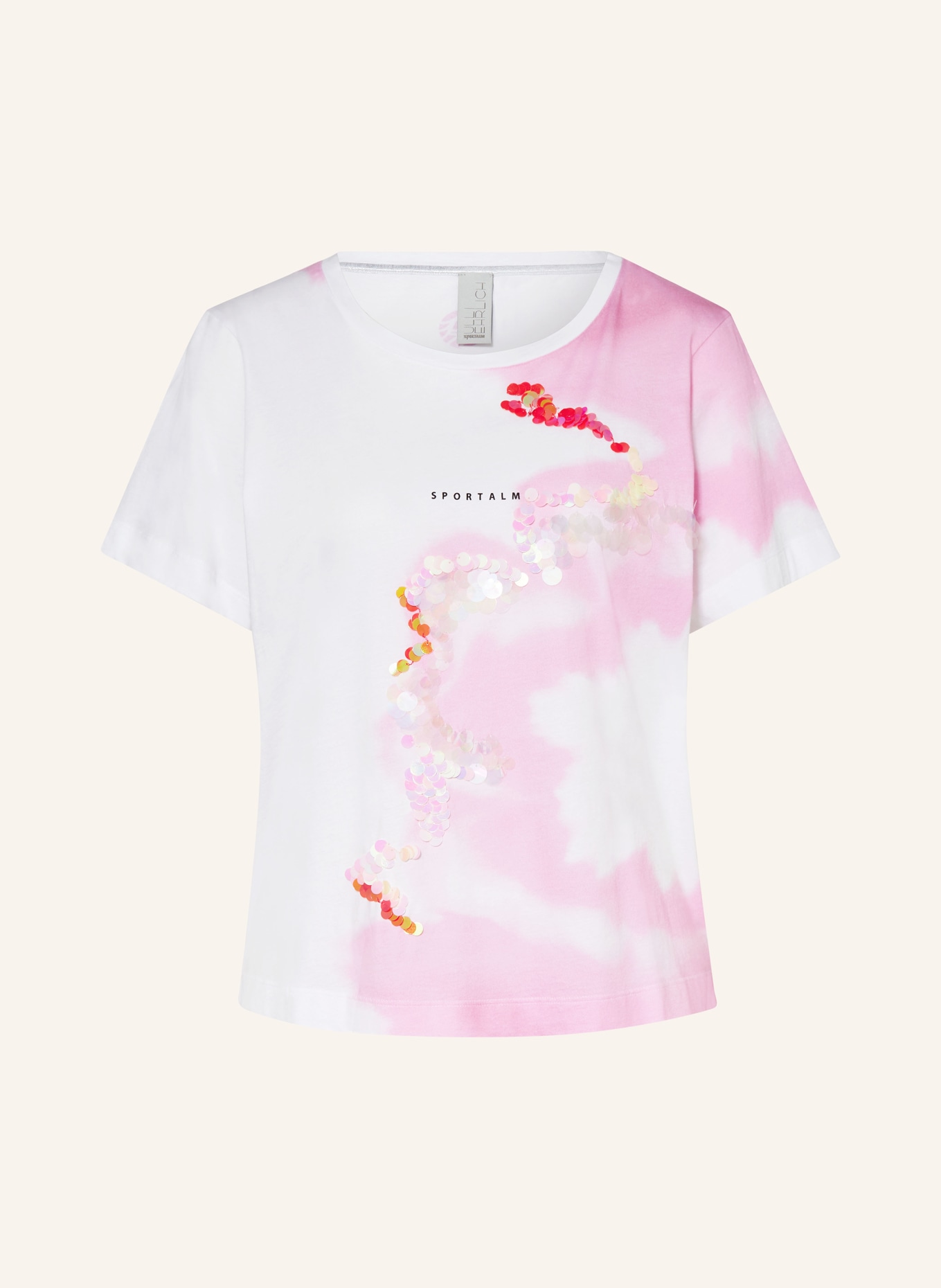 ULLI EHRLICH SPORTALM T-Shirt mit Pailletten, Farbe: WEISS/ PINK (Bild 1)