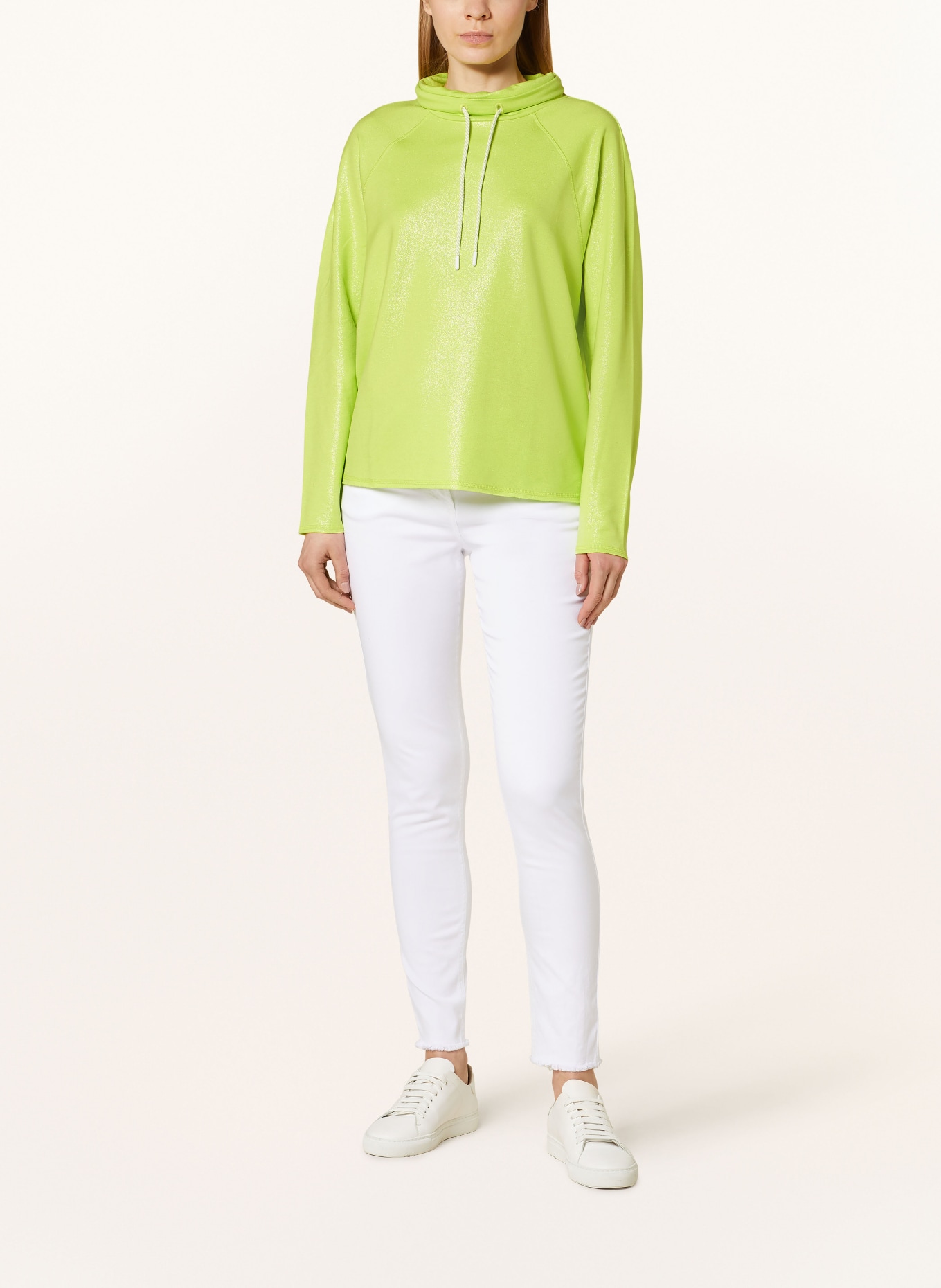 ULLI EHRLICH SPORTALM Turtleneck shirt with glitter thread, Color: NEON GREEN (Image 2)