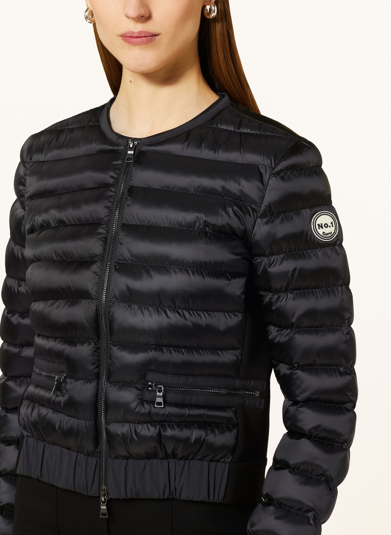 No.1 Como Quilted jacket BARI in mixed materials, Color: BLACK (Image 4)