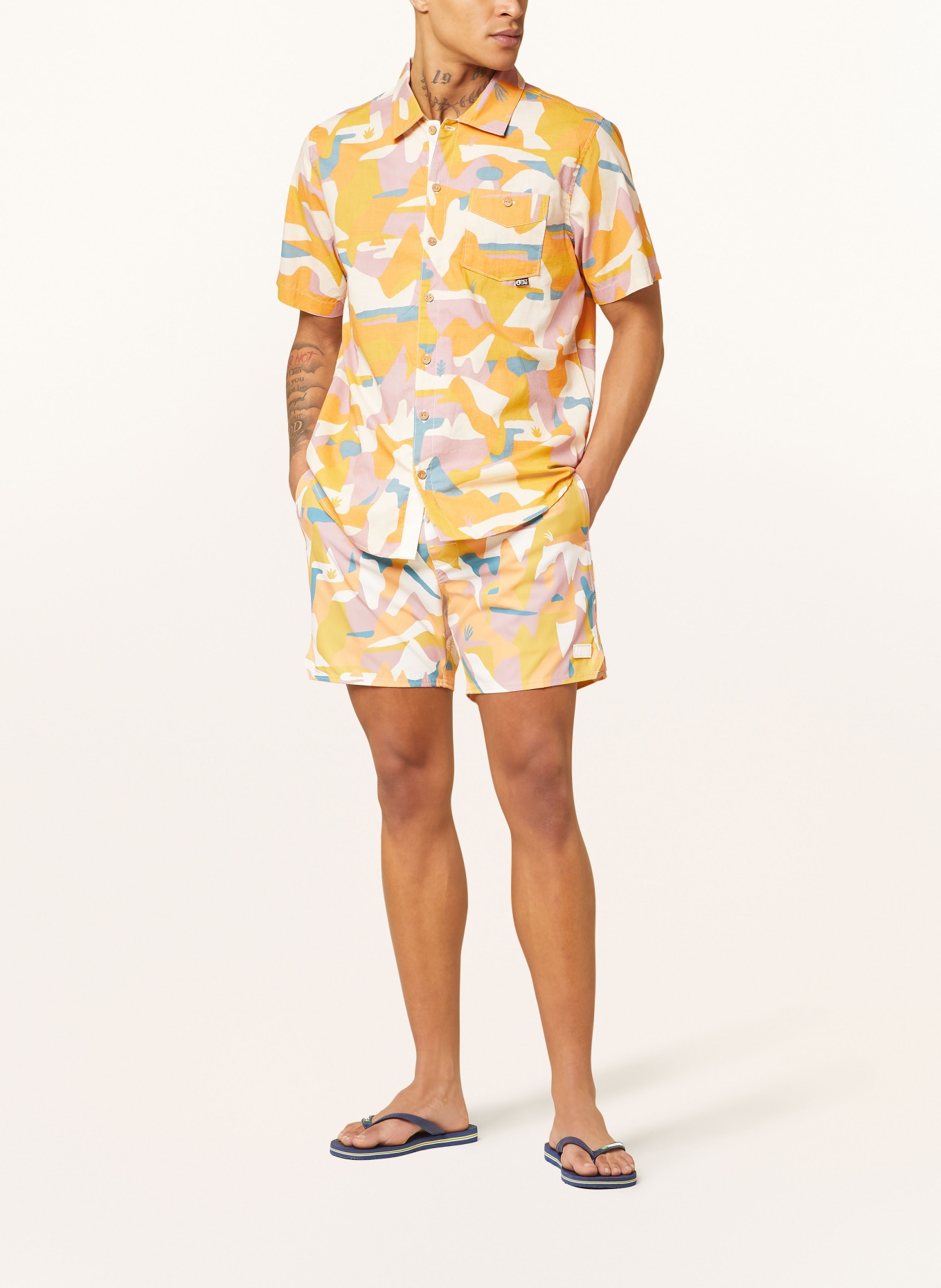 PICTURE Koszula MATAIKONA relaxed fit: POMARAŃCZOWY / PETROL / KREMOWY