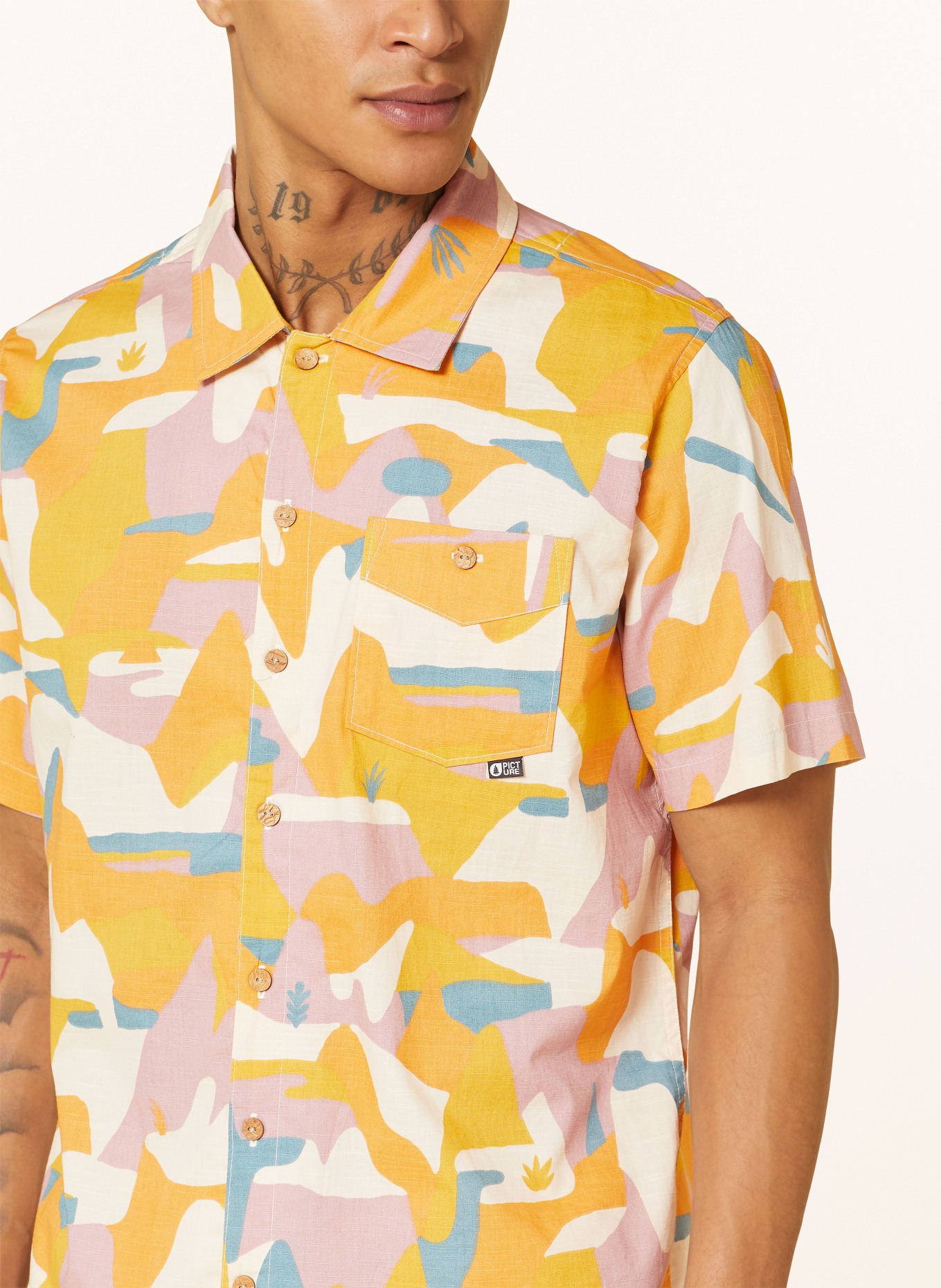 PICTURE Koszula MATAIKONA relaxed fit: POMARAŃCZOWY / PETROL / KREMOWY