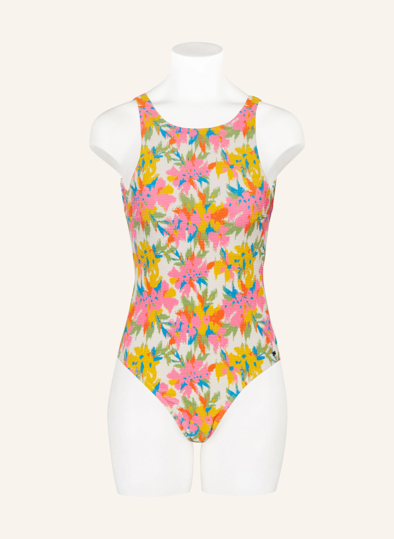 PICTURE High-neck swimsuit KALEN with UV protection 50+, Color: WHITE/ PINK/ LIGHT GREEN (Image 2)