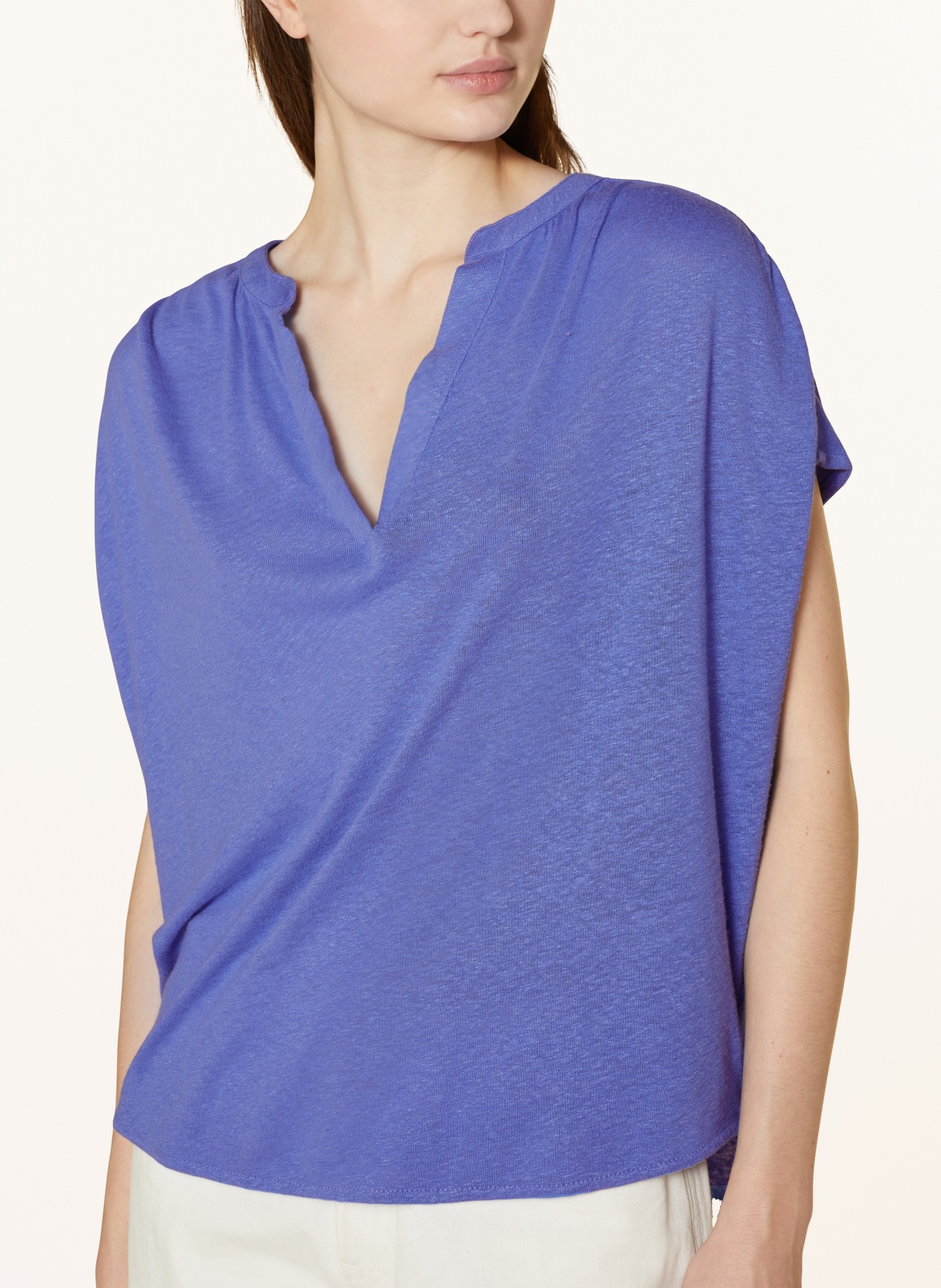 someday T-shirt KELIMA with linen, Color: BLUE (Image 4)