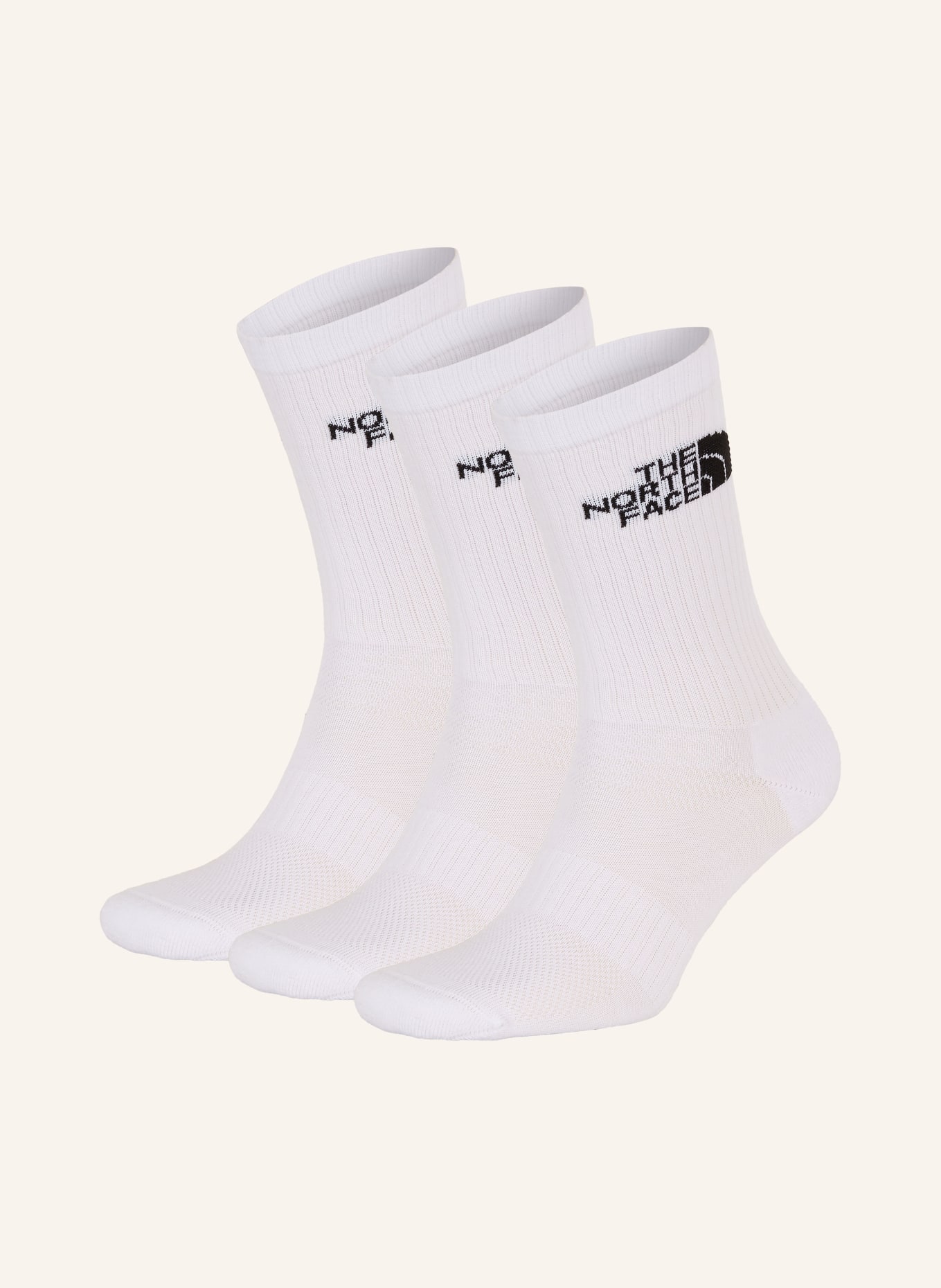 THE NORTH FACE 3-pack sports socks MULTI SPORT CUSH CREW, Color: FN4 TNF WHITE (Image 1)