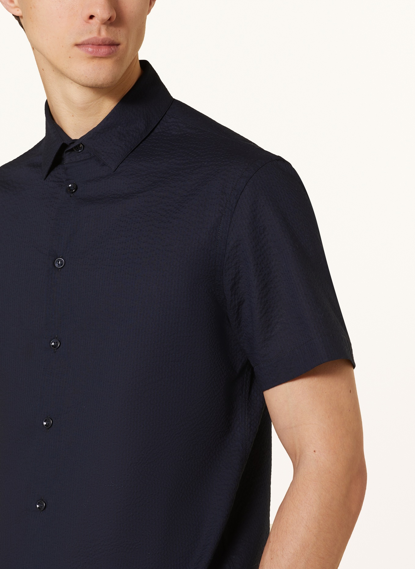 GIORGIO ARMANI Short sleeve shirt regular fit, Color: DARK BLUE (Image 4)