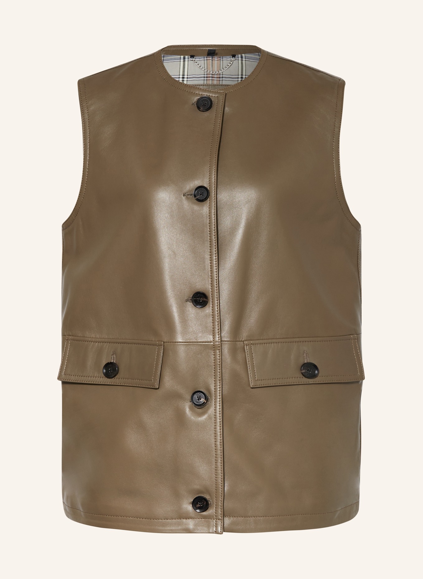 BELSTAFF Leather vest APICEM, Color: KHAKI (Image 1)
