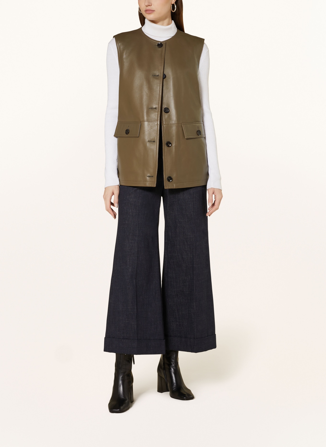 BELSTAFF Leather vest APICEM, Color: KHAKI (Image 2)