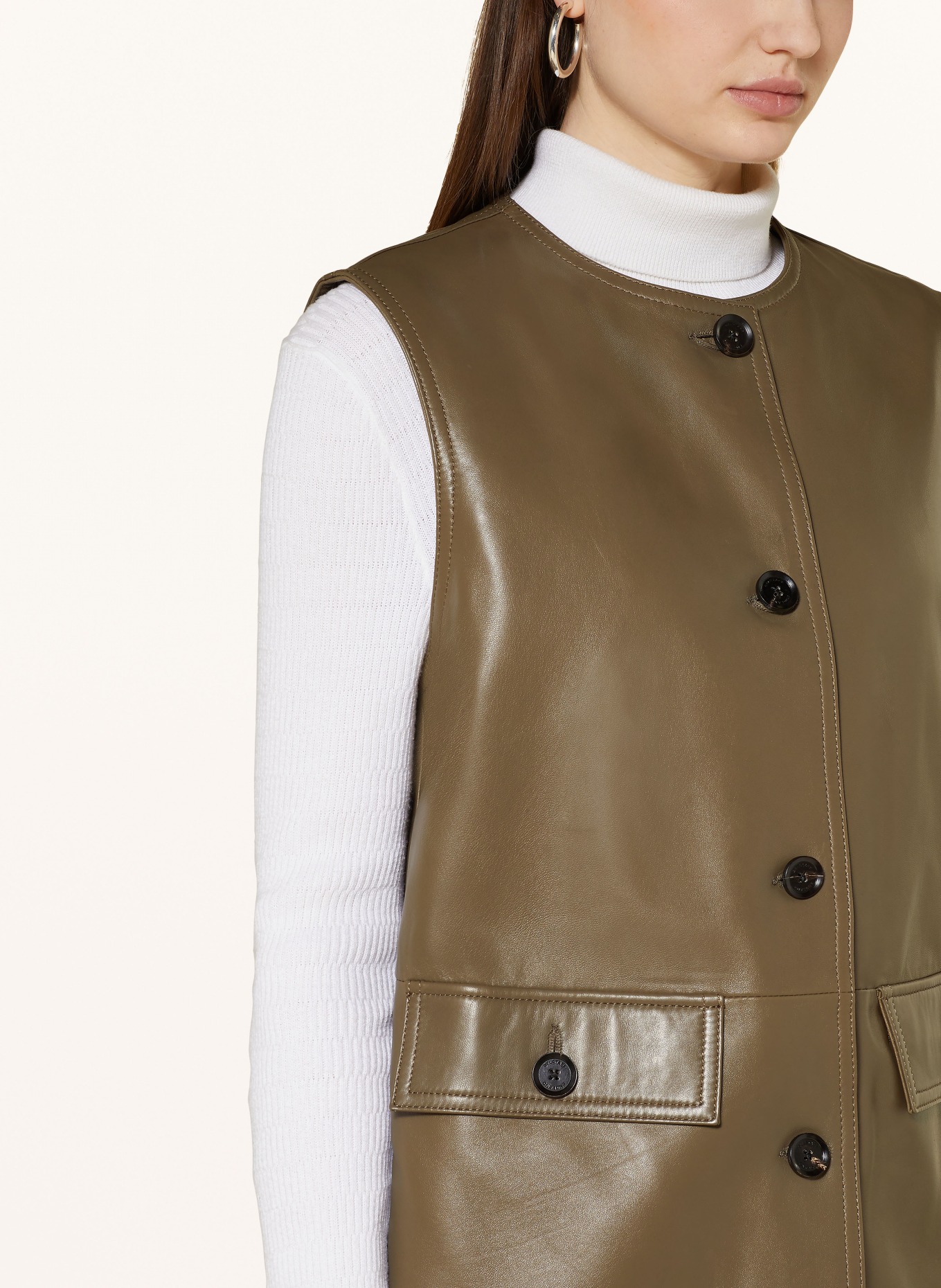 BELSTAFF Leather vest APICEM, Color: KHAKI (Image 4)