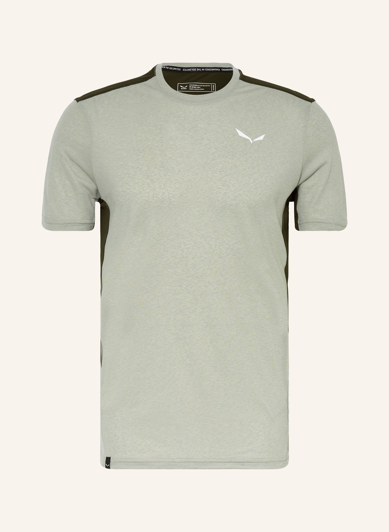 SALEWA T-shirt PUEZ HYBRID DRY'TON, Color: LIGHT GREEN/ DARK GREEN (Image 1)