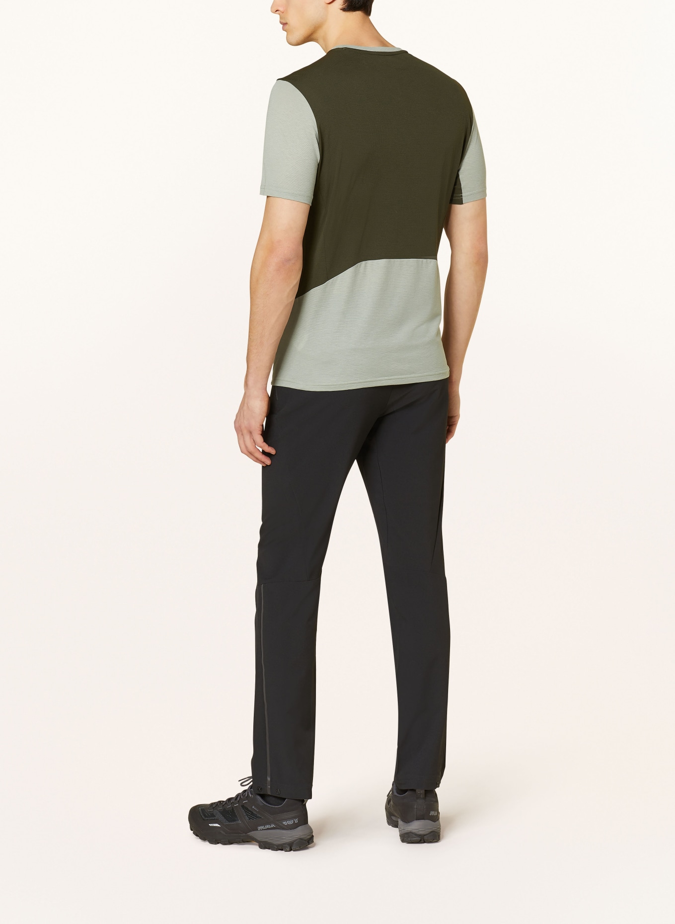 SALEWA T-shirt PUEZ HYBRID DRY'TON, Color: LIGHT GREEN/ DARK GREEN (Image 3)