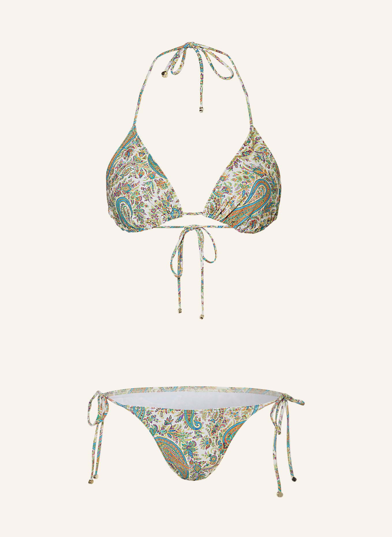 ETRO Triangel-Bikini, Farbe: WEISS/ HELLGRÜN/ ORANGE (Bild 1)