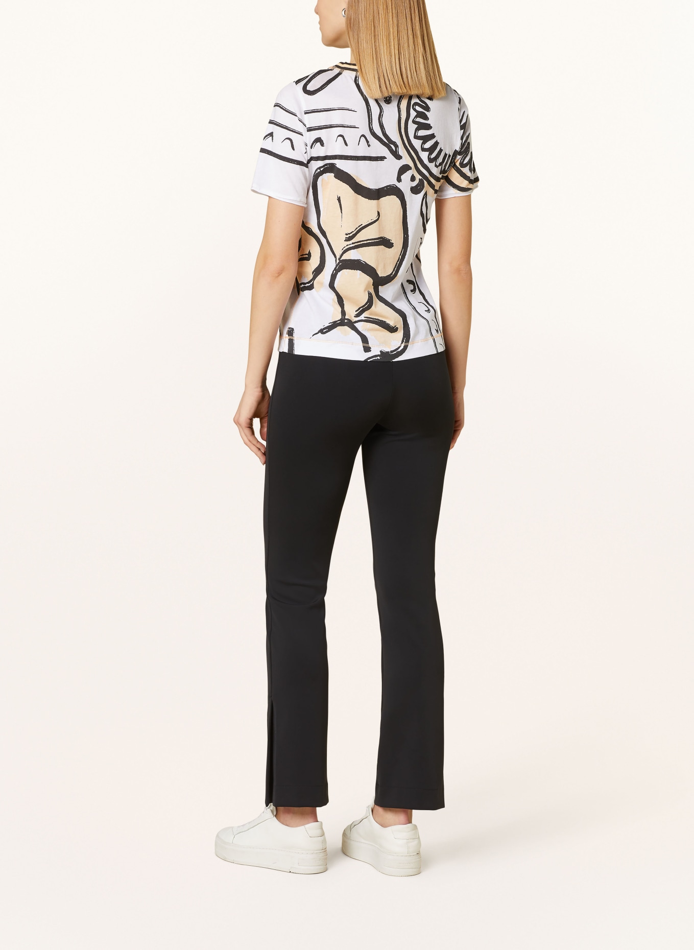 SPORTALM T-shirt with sequins, Color: WHITE/ LIGHT ORANGE/ BLACK (Image 3)