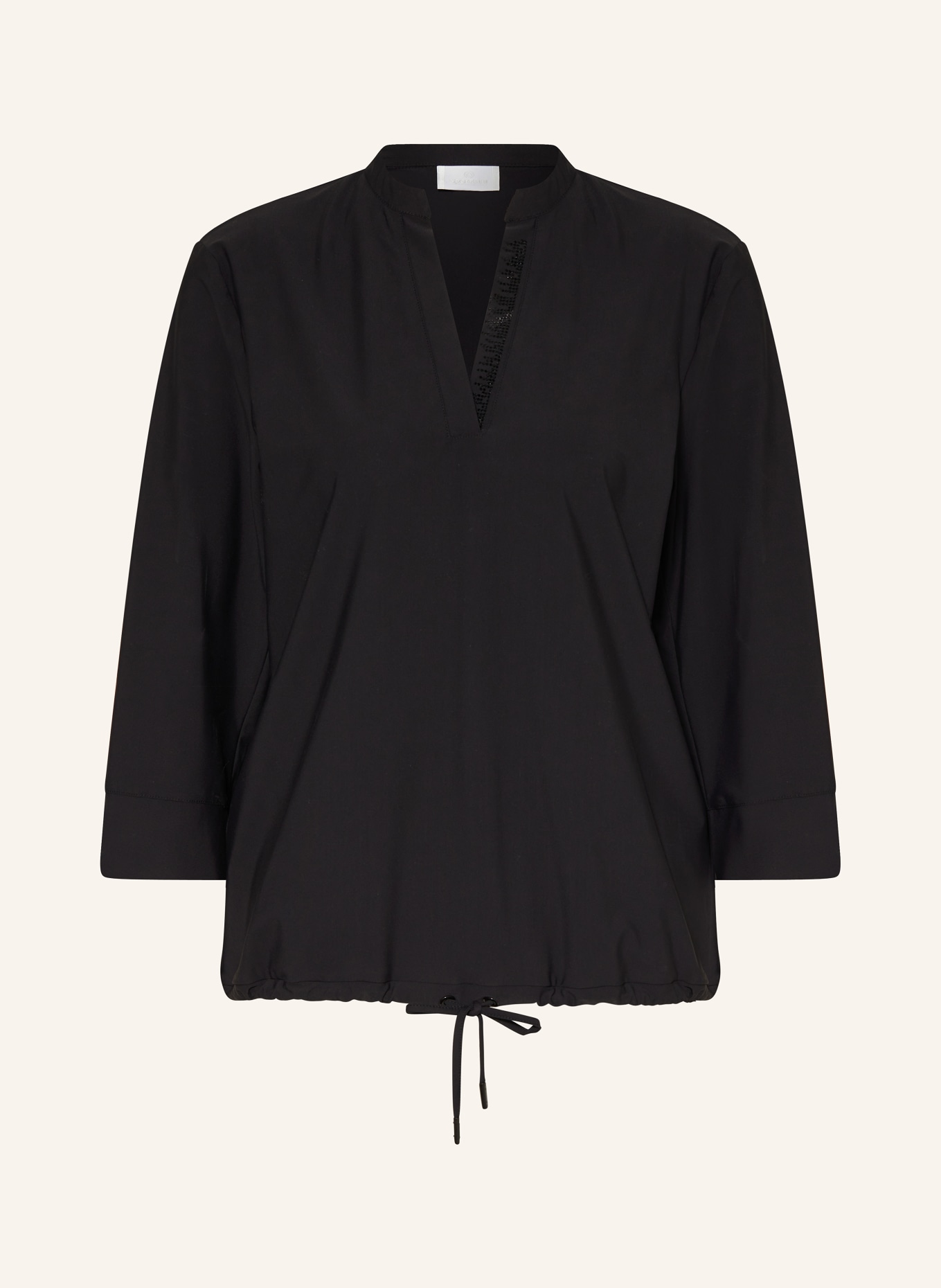 SPORTALM Shirt blouse with 3/4 sleeves and decorative gems, Color: BLACK (Image 1)