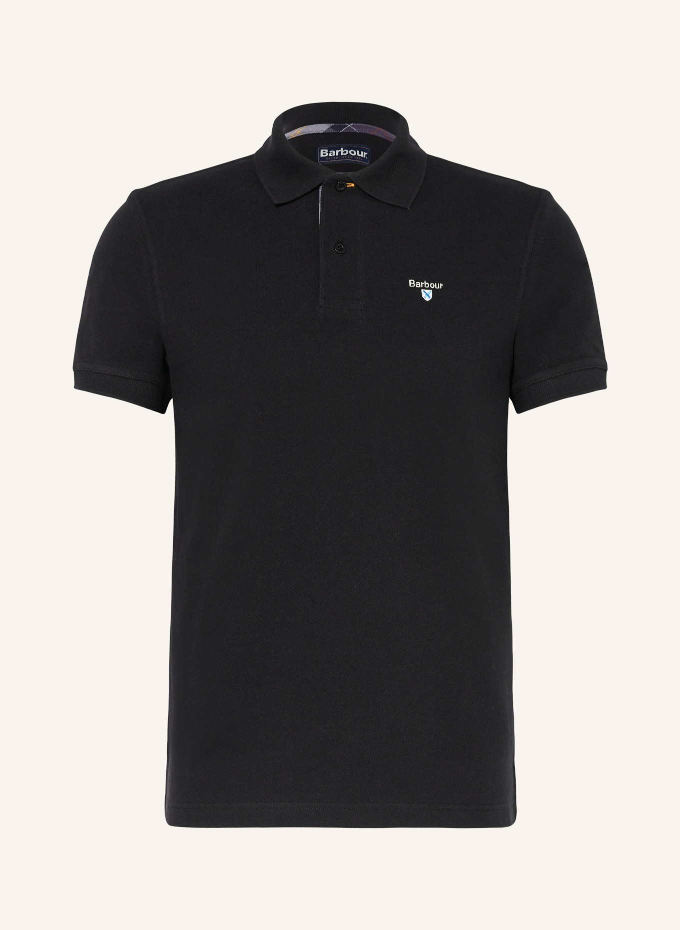 Barbour Piqué polo shirt TARTAN, Color: BLACK (Image 1)