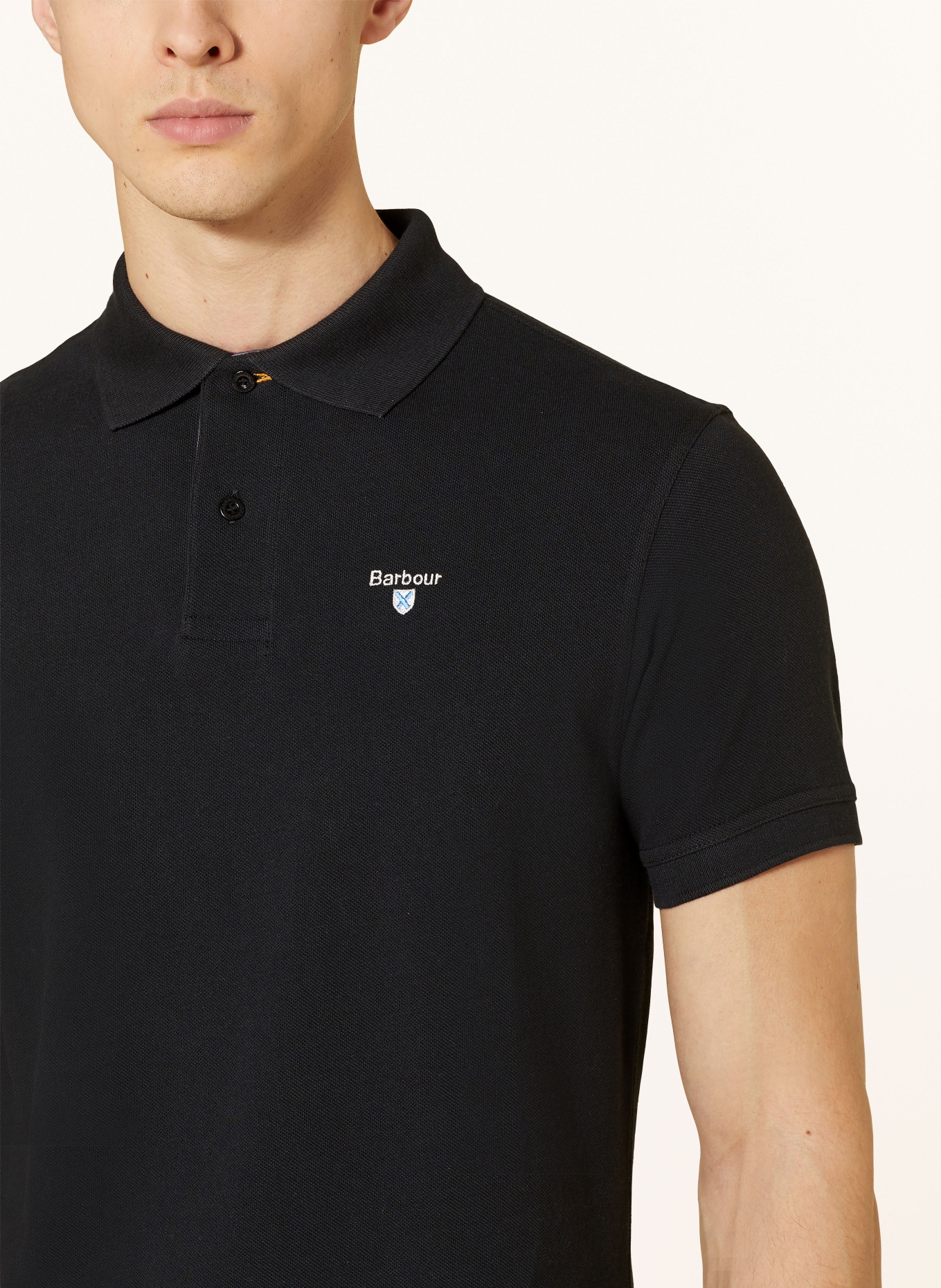 Barbour Piqué polo shirt TARTAN, Color: BLACK (Image 4)