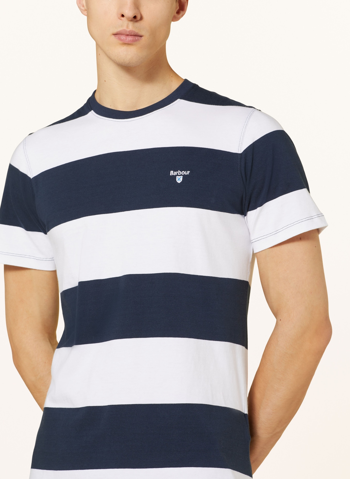 Barbour T-shirt WHALTON, Color: WHITE/ DARK BLUE (Image 4)