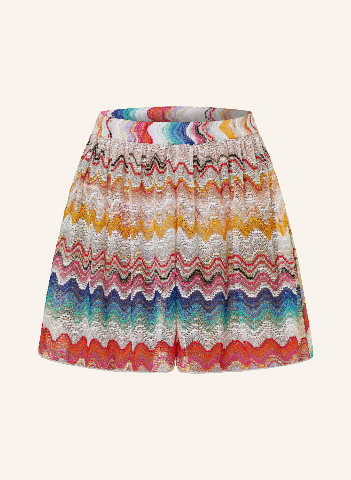 MISSONI Knit shorts with glitter thread, Color: WHITE/ YELLOW/ BLUE (Image 1)