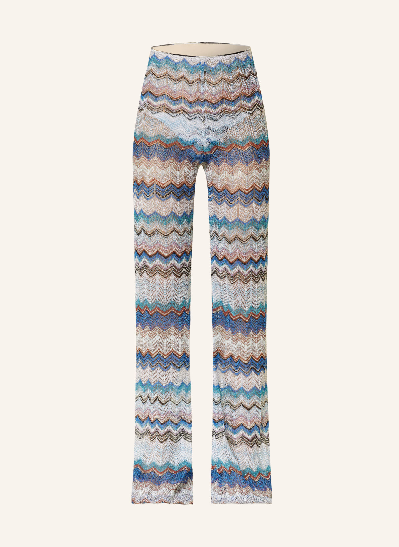 MISSONI Knit trousers with glitter thread, Color: BLUE/ TURQUOISE/ WHITE (Image 1)
